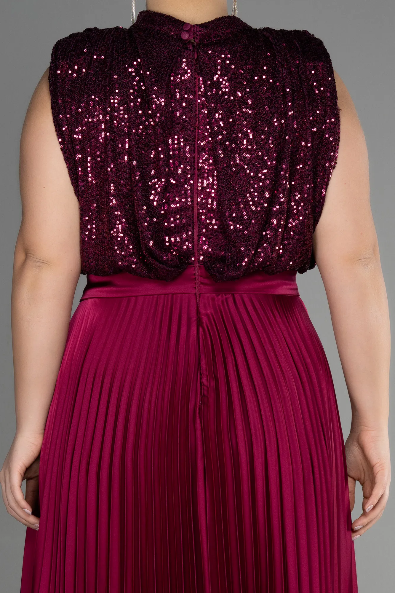 Plum-Long Plus Size Evening Dress ABU3341