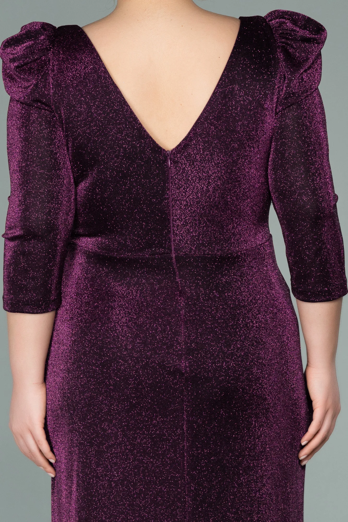 Plum-Long Plus Size Evening Dress ABU3444