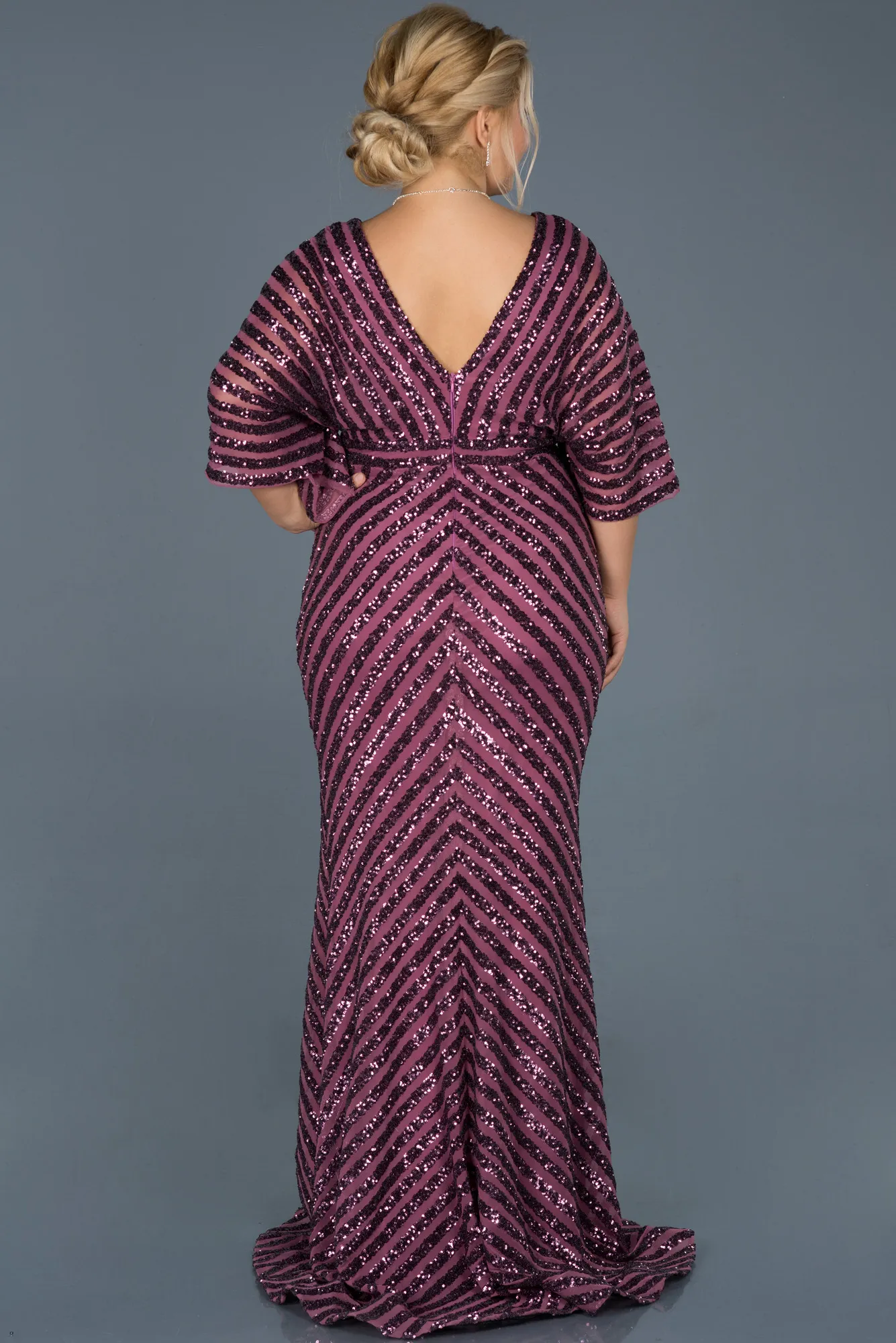 Plum-Long Plus Size Evening Dress ABU900