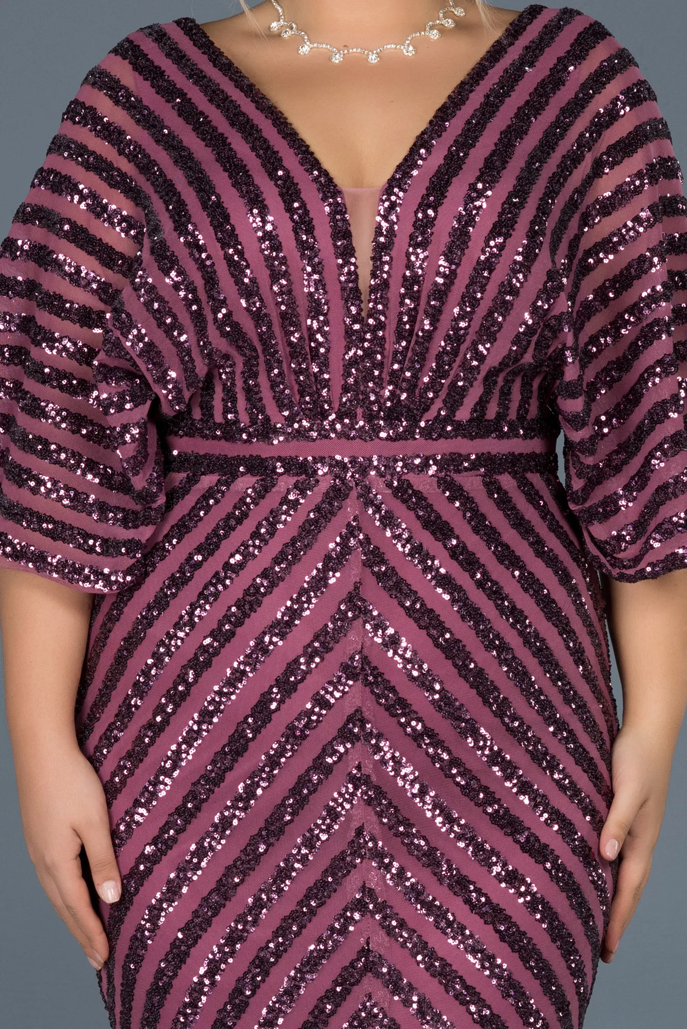 Plum-Long Plus Size Evening Dress ABU900