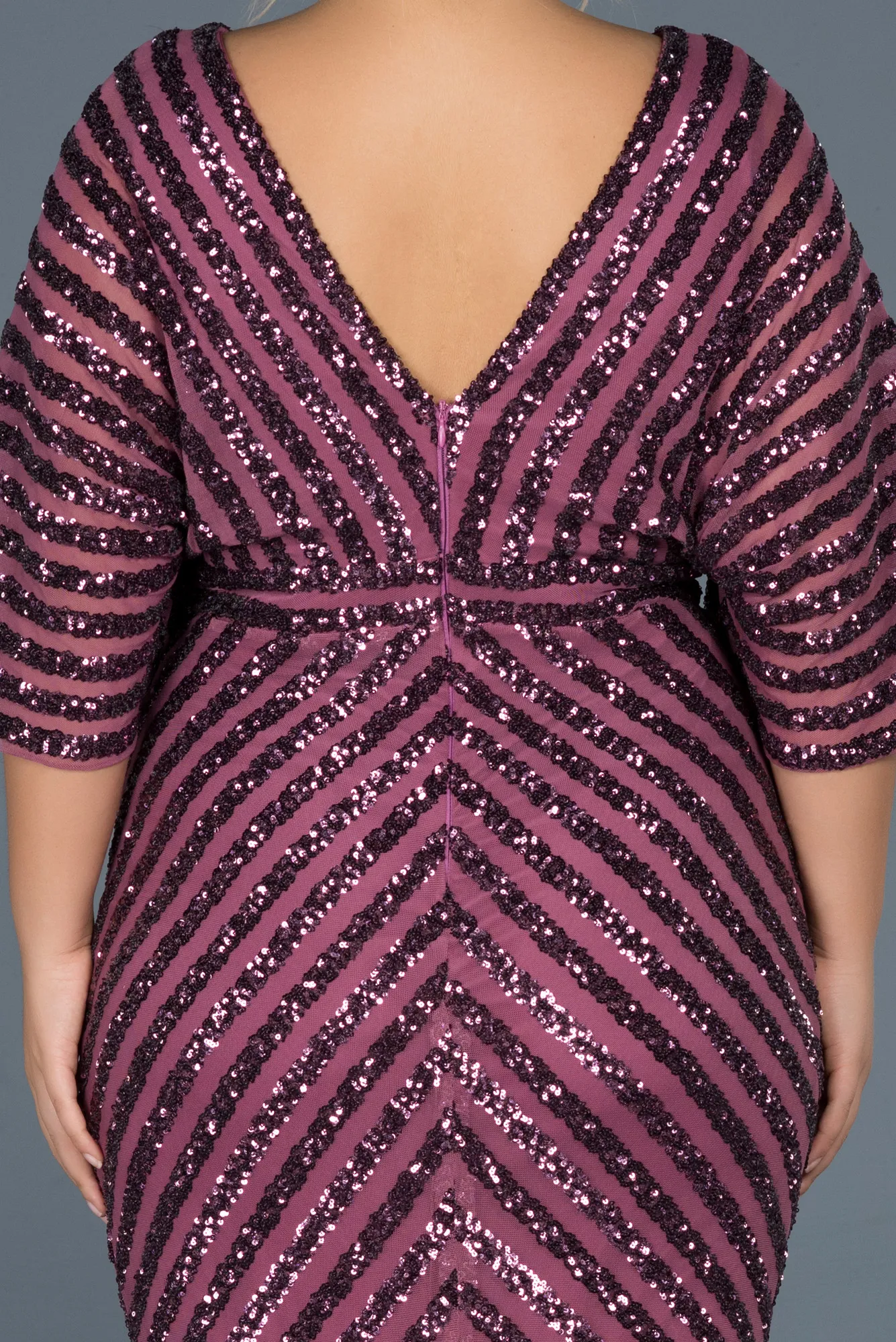 Plum-Long Plus Size Evening Dress ABU900