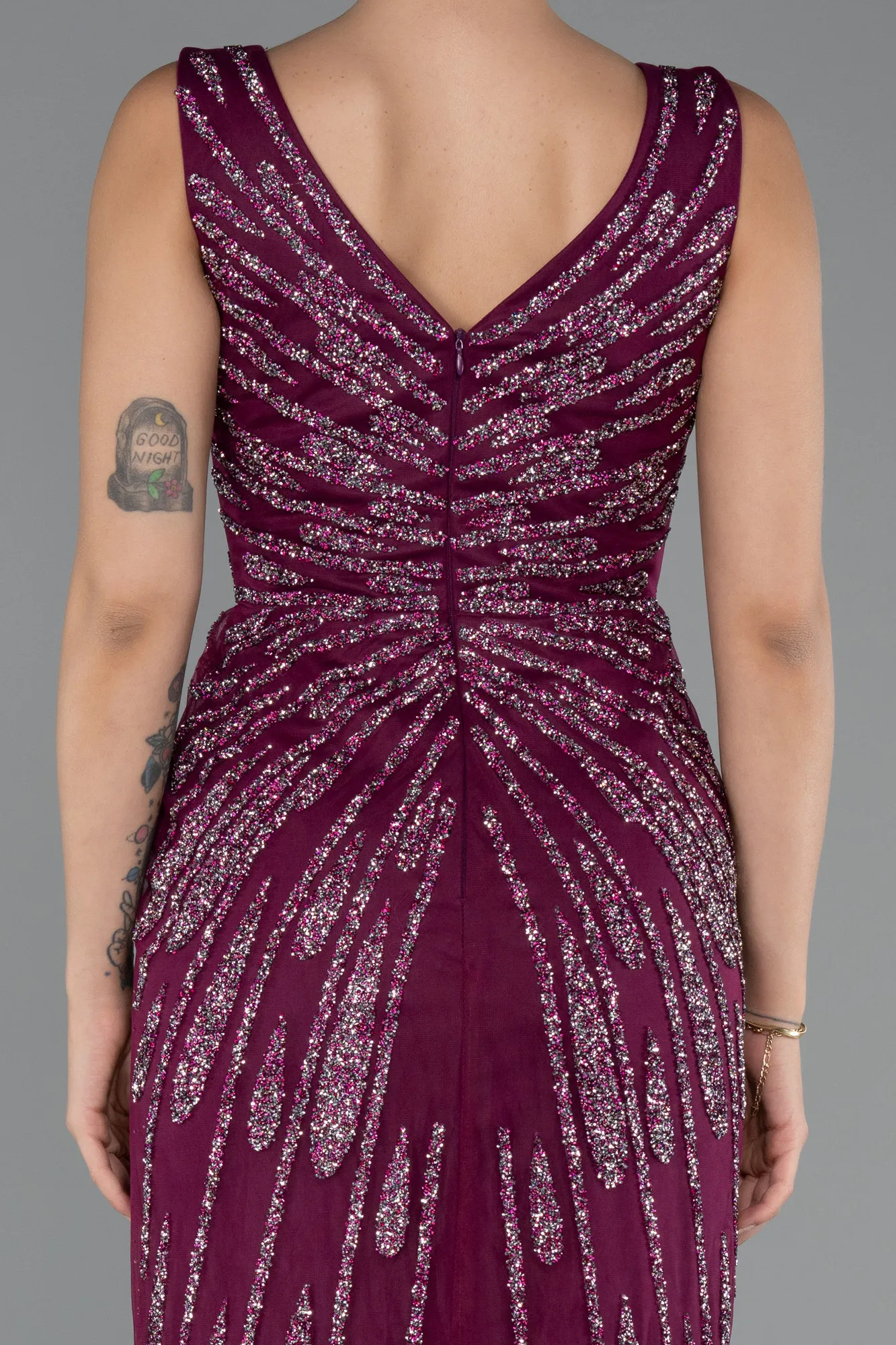 Plum-Long Plus Size Evening Gown ABU4717