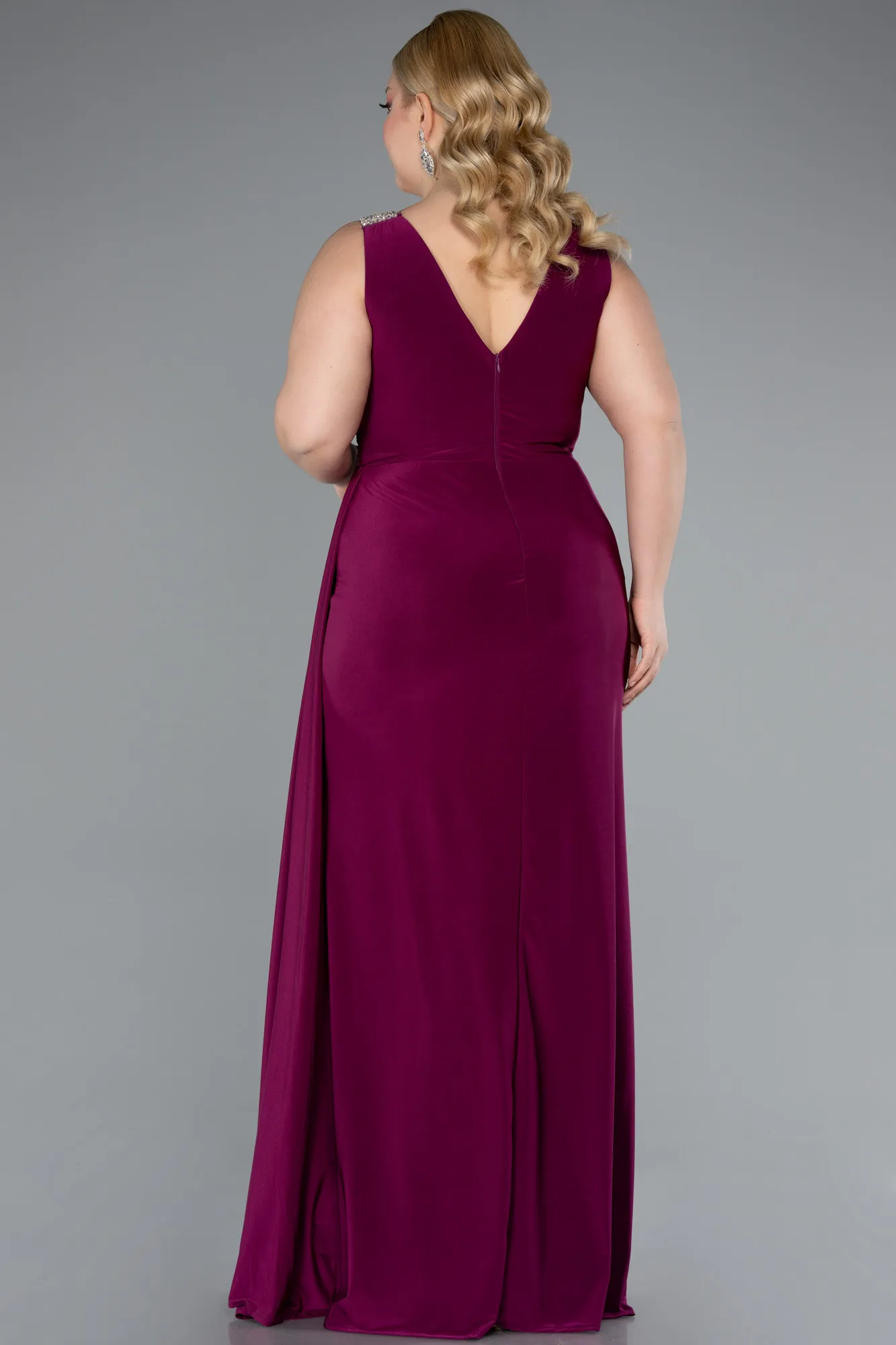 Plum-Long Plus Size Evening Gown ABU4968