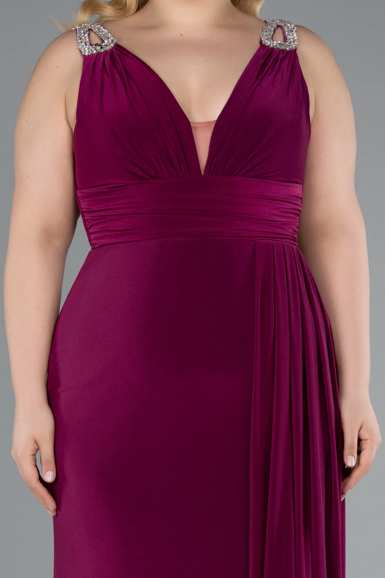 Plum-Long Plus Size Evening Gown ABU4968
