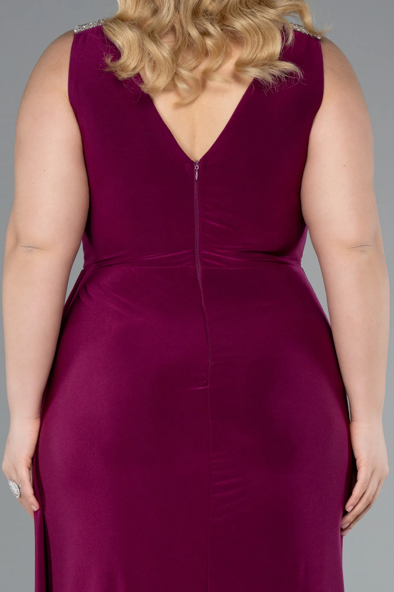 Plum-Long Plus Size Evening Gown ABU4968