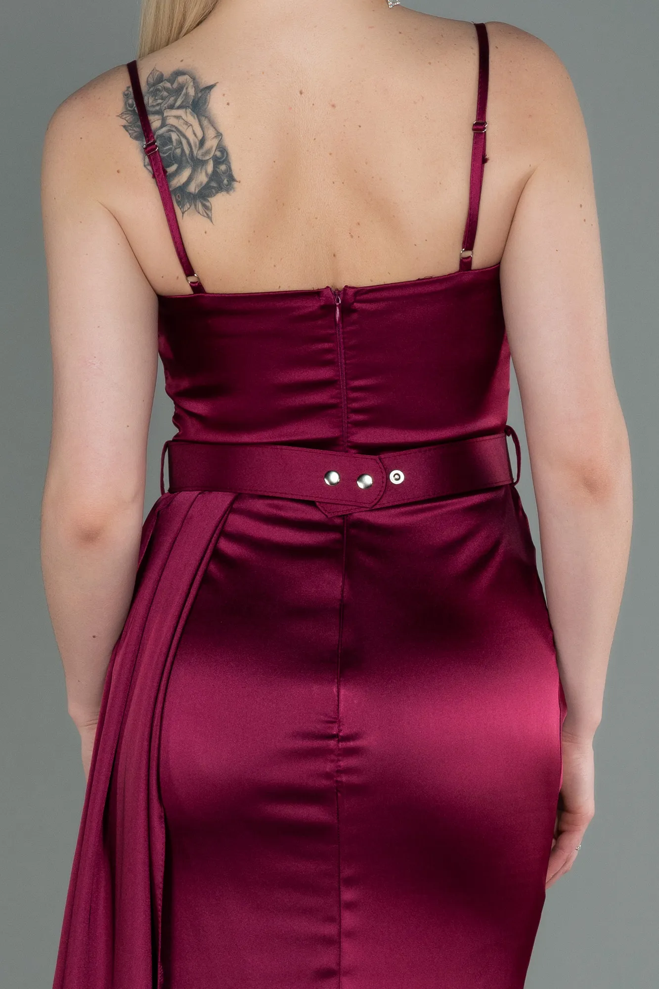 Plum-Long Satin Evening Dress ABU2939