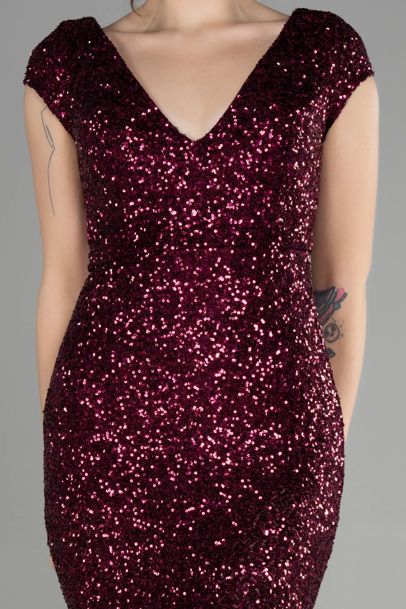 Plum-Long Scaly Mermaid Evening Dress ABU3463