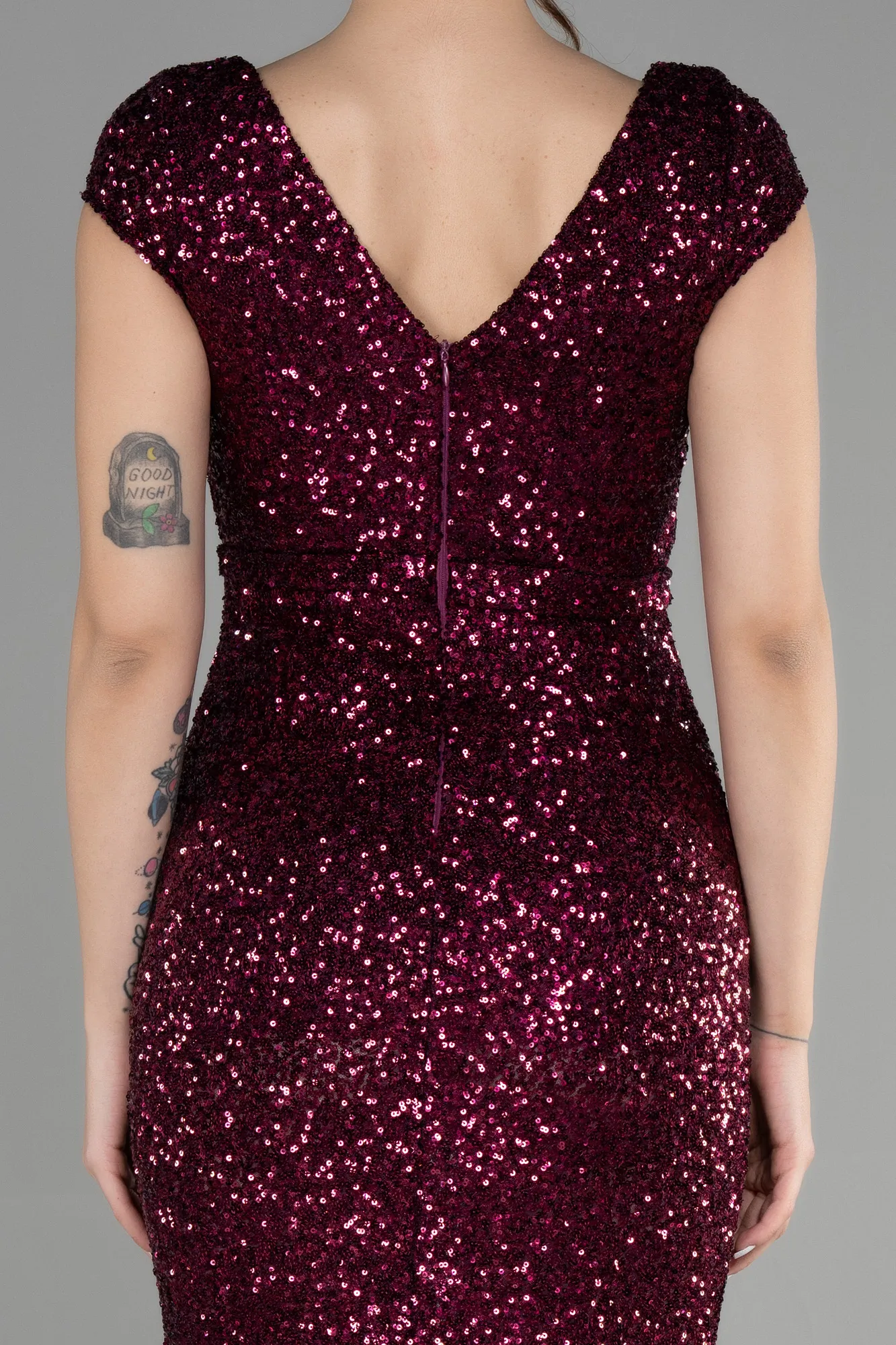 Plum-Long Scaly Mermaid Evening Dress ABU3463