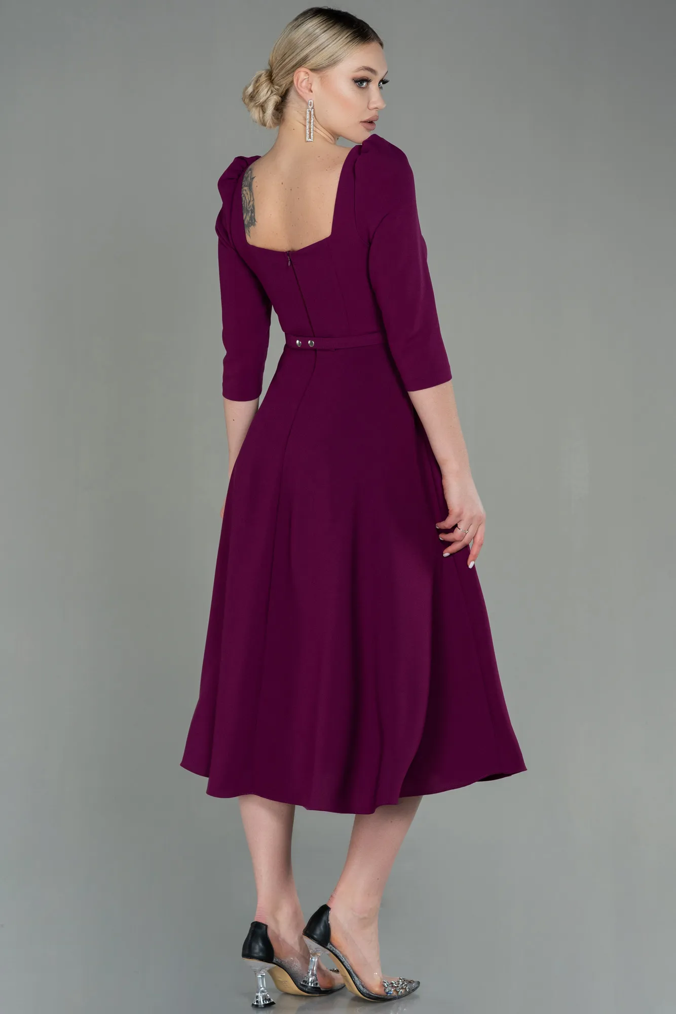 Plum-Midi Invitation Dress ABK1678