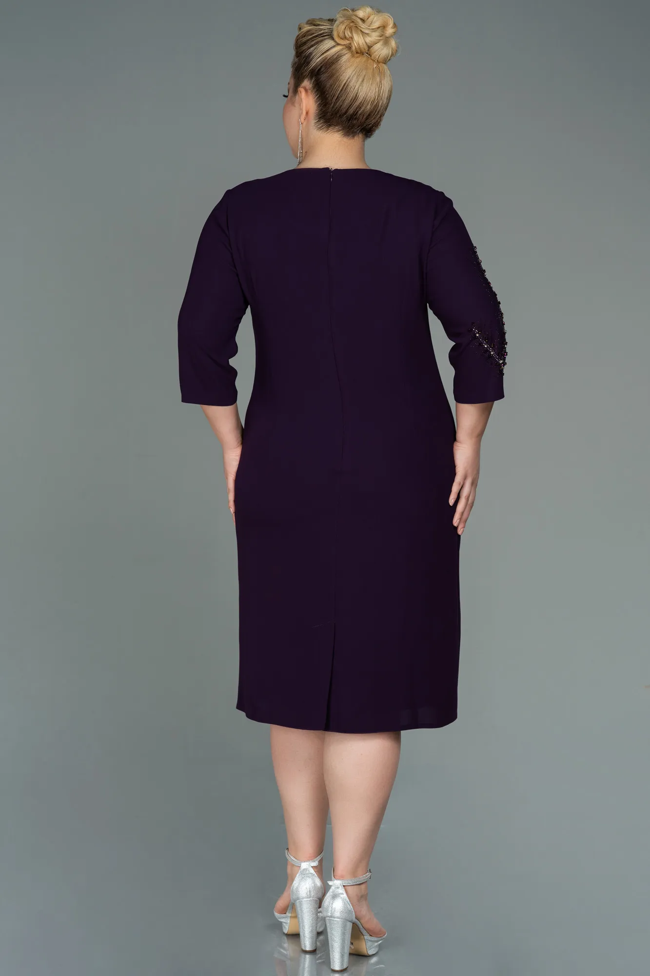 Plum-Midi Plus Size Evening Dress ABK1621