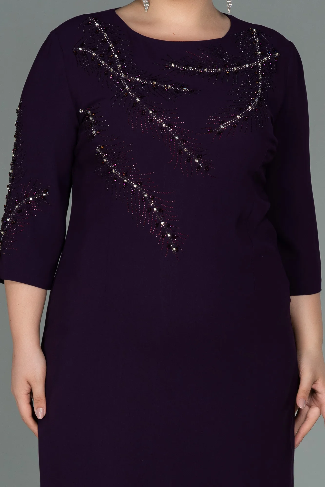 Plum-Midi Plus Size Evening Dress ABK1621