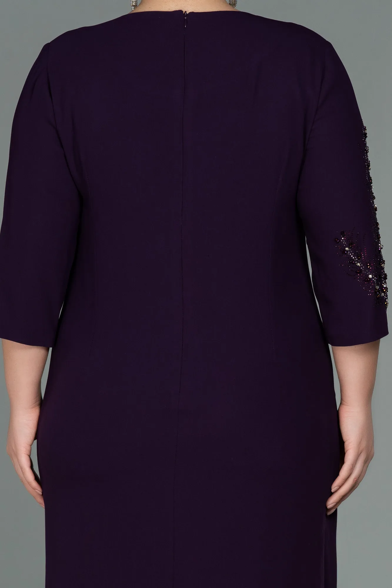 Plum-Midi Plus Size Evening Dress ABK1621