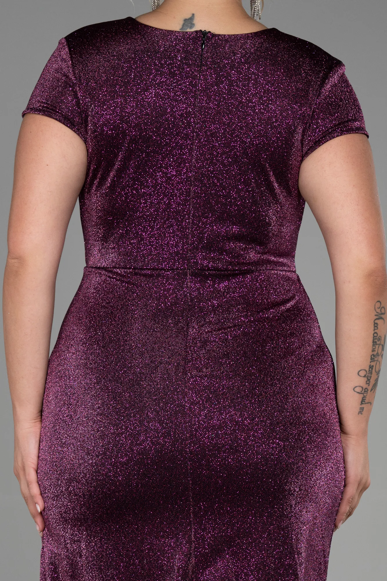 Plum-Midi Plus Size Evening Dress ABK1823