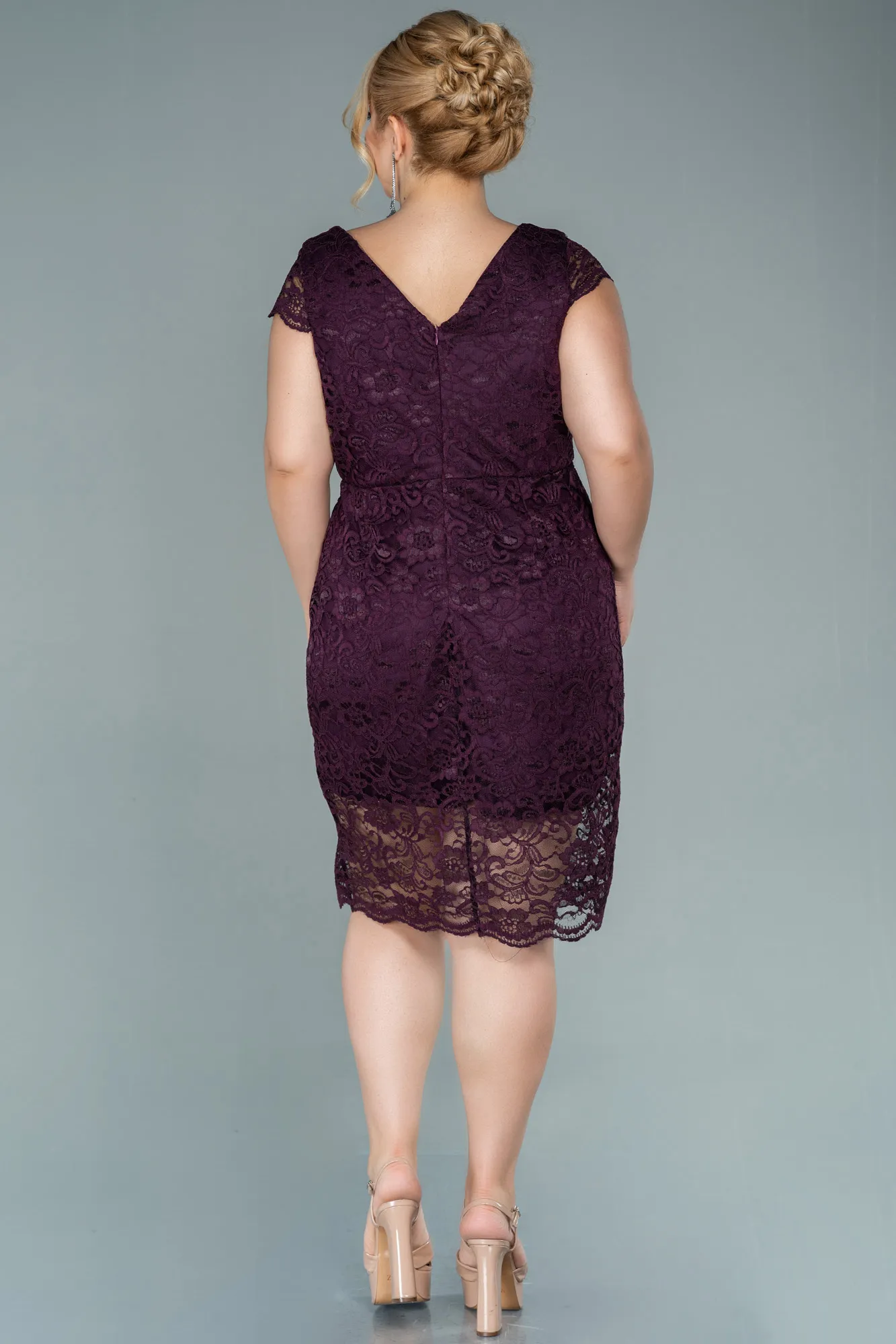 Plum-Short Oversized Evening Dress ABK010