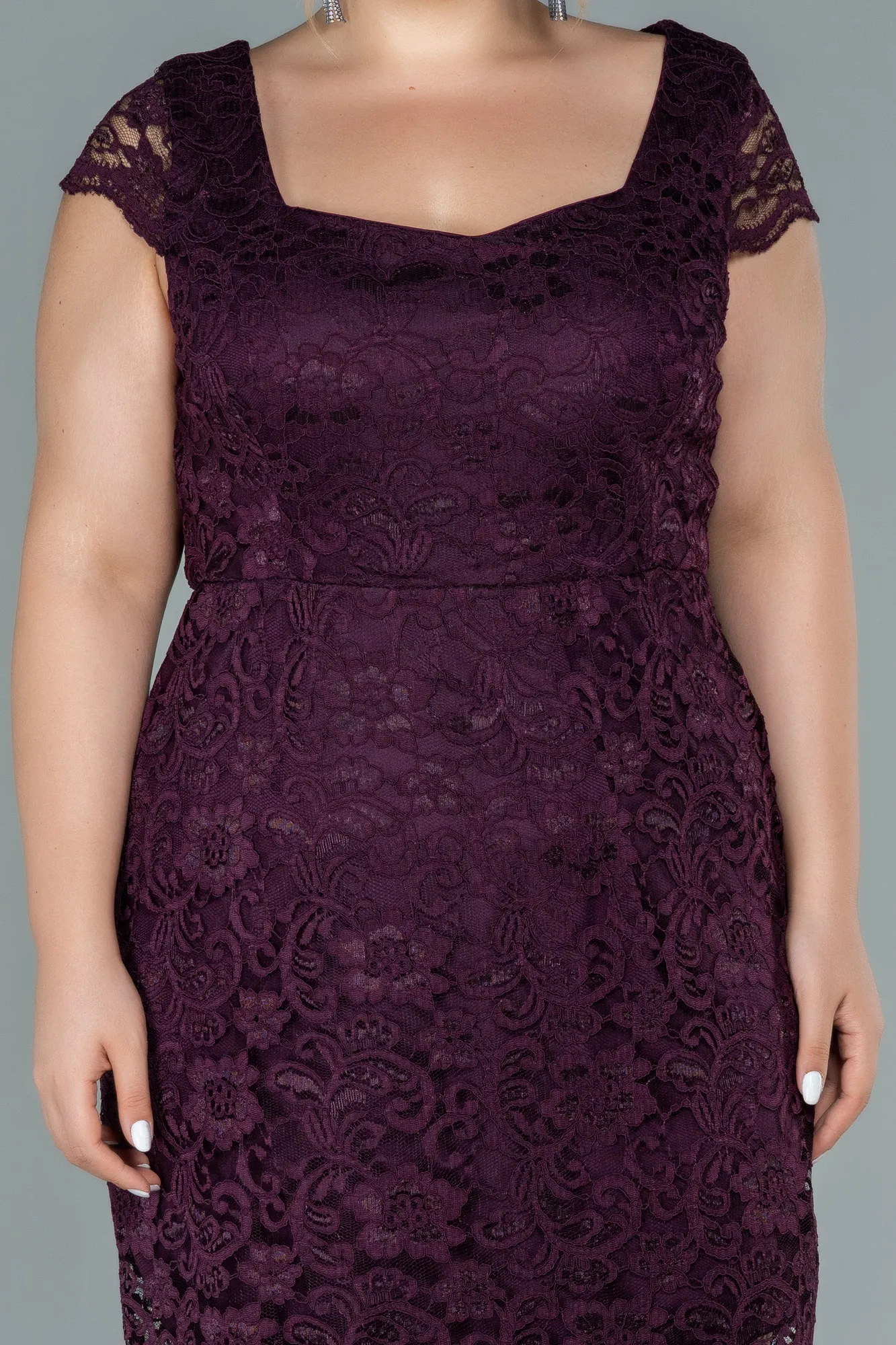 Plum-Short Oversized Evening Dress ABK010