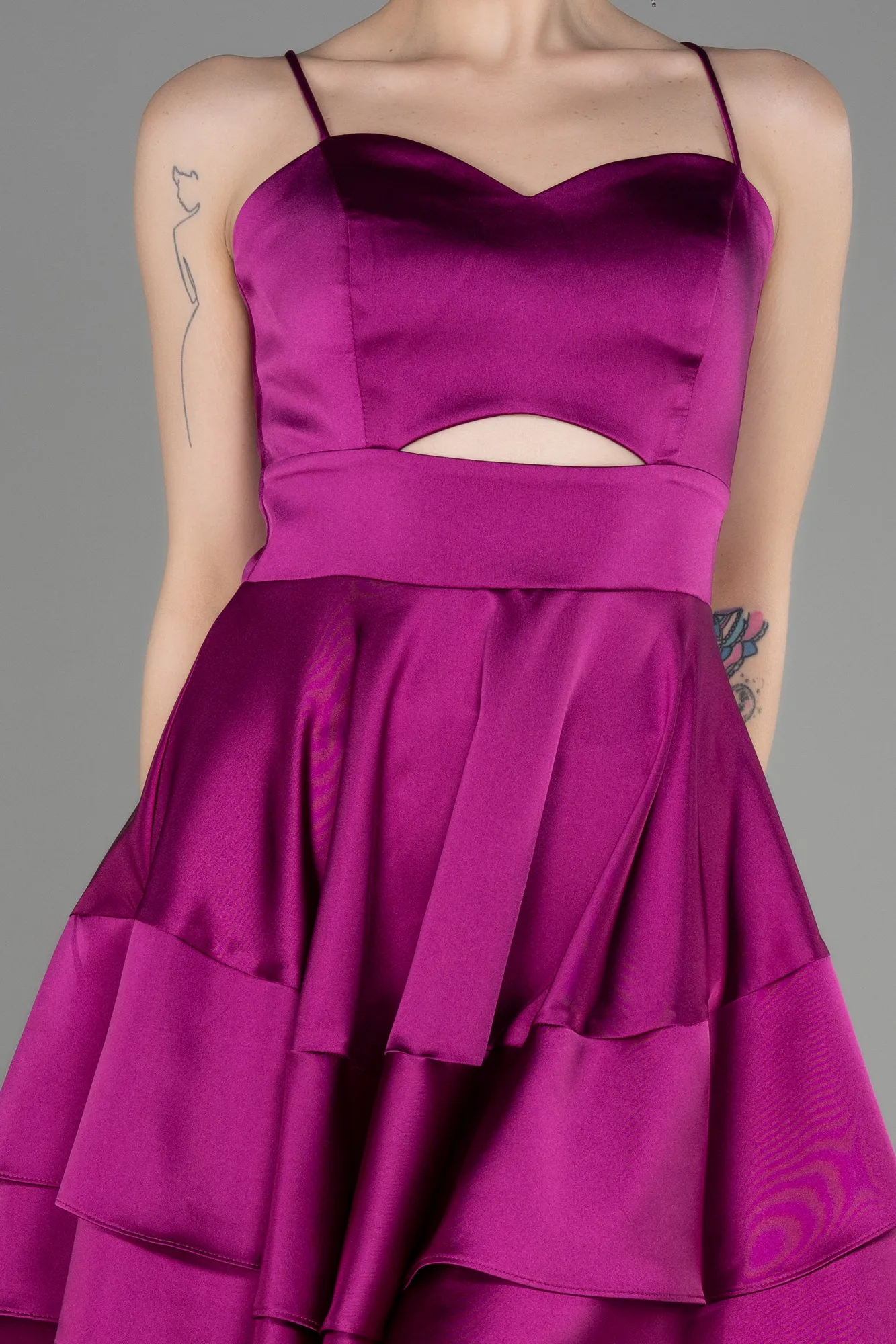 Plum-Short Satin Cocktail Dress ABK2042