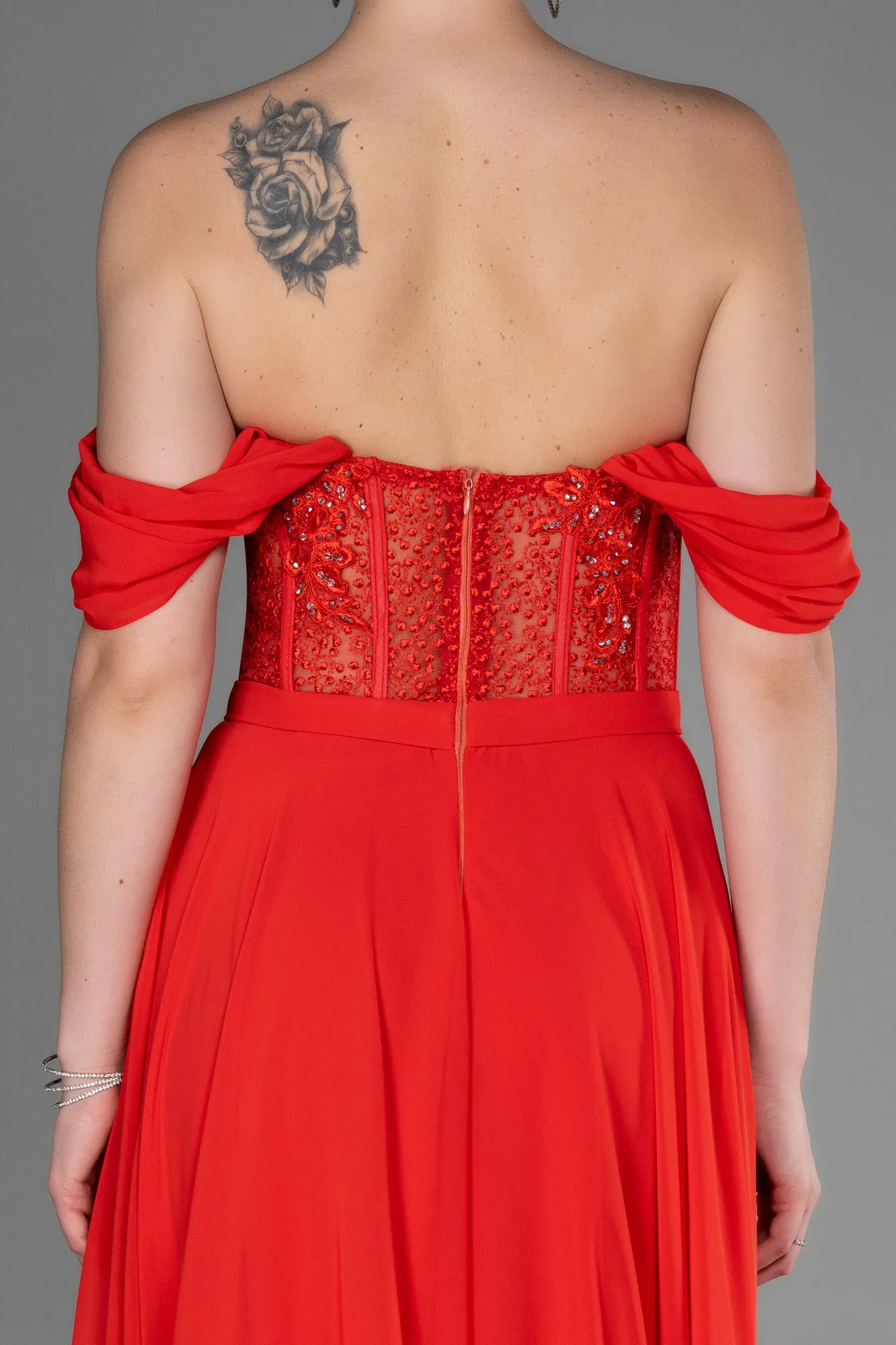 Pomegranate Flower-Long Chiffon Evening Dress ABU3310