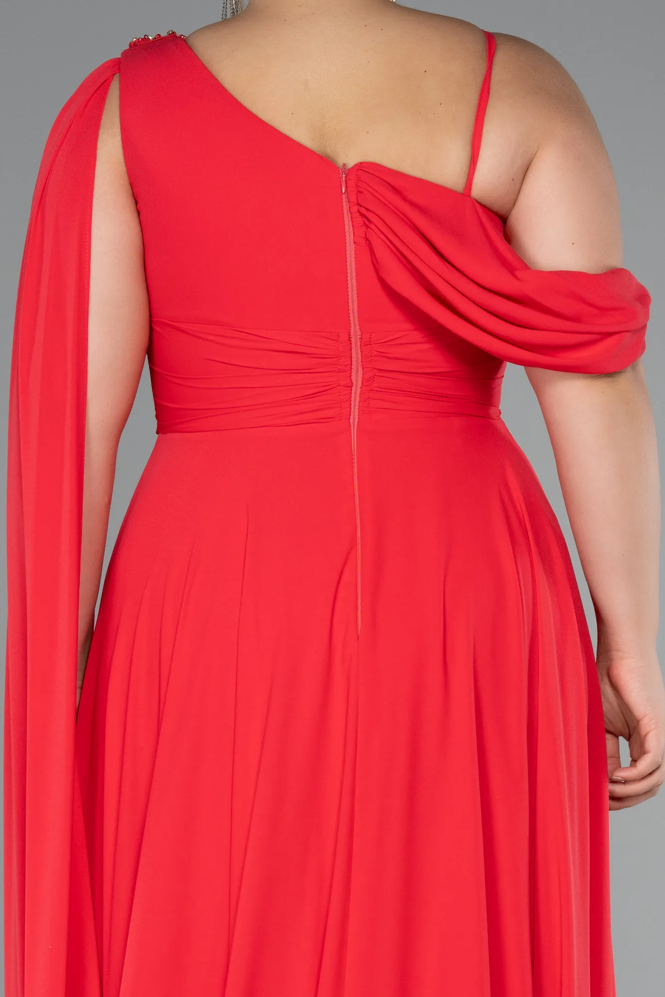 Pomegranate Flower-Long Chiffon Formal Plus Size Dress ABU5194