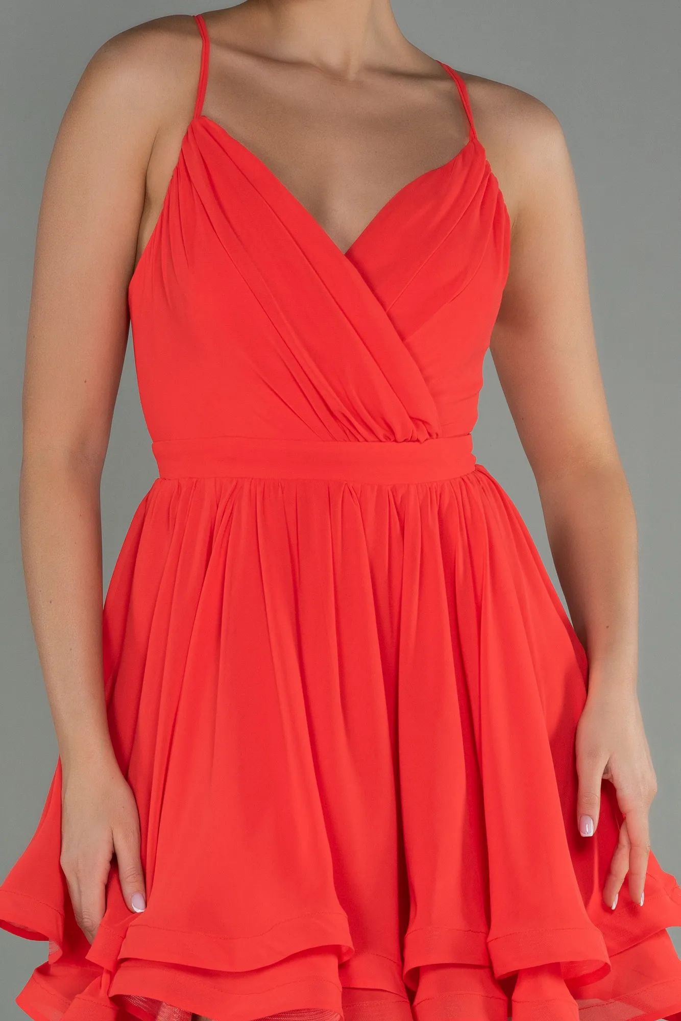 Pomegranate Flower-Mini Chiffon Night Dress ABK1695