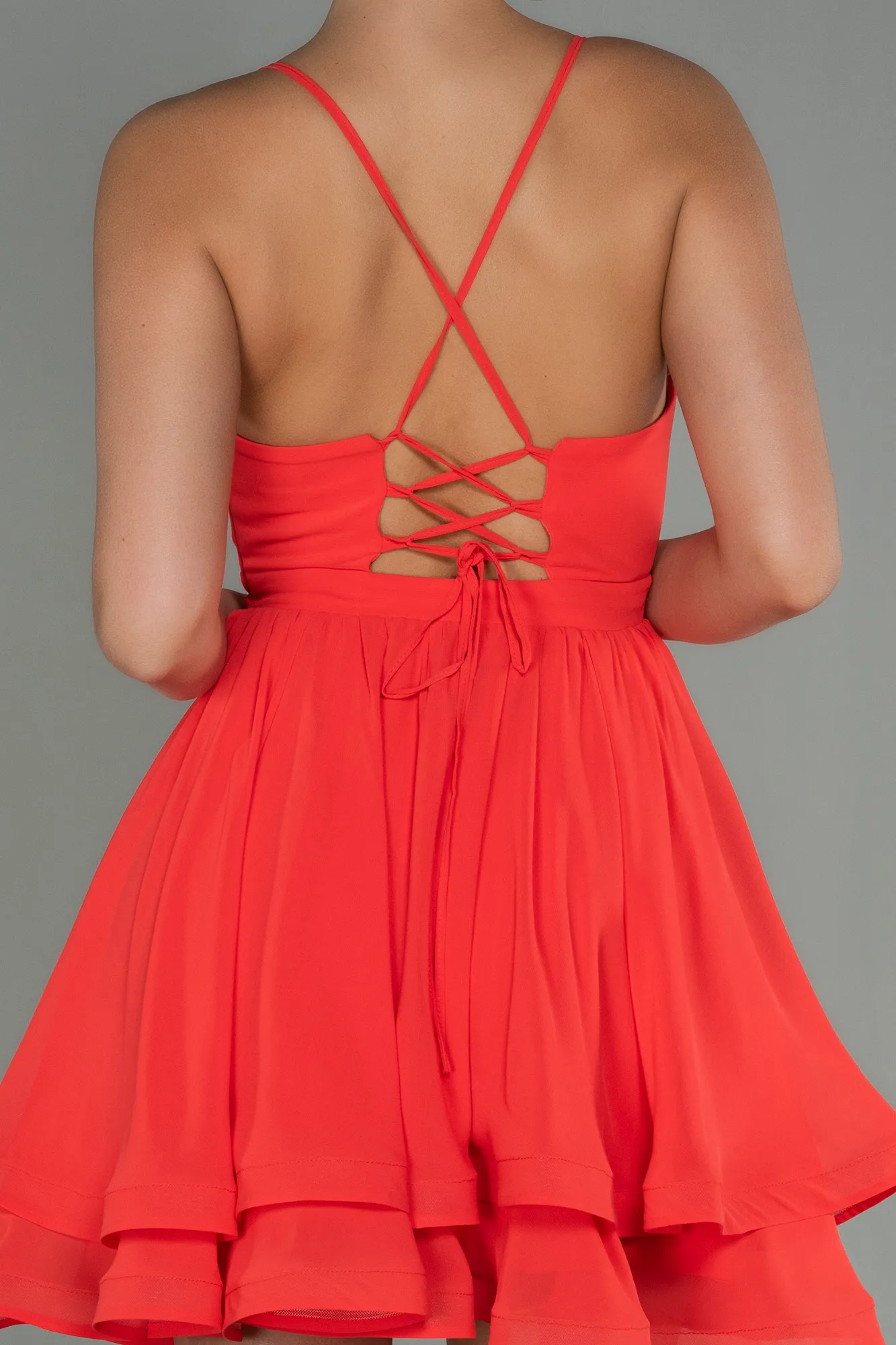 Pomegranate Flower-Mini Chiffon Night Dress ABK1695