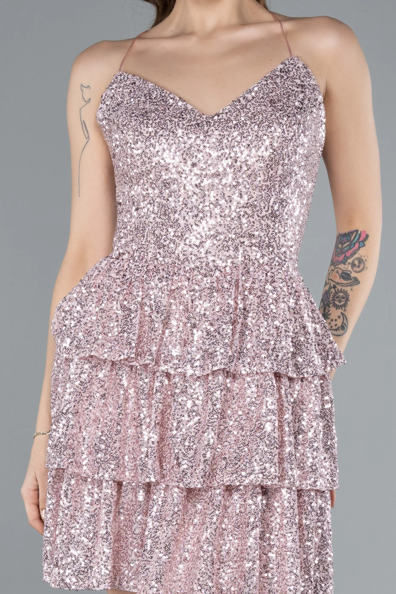 Powder Color-Backless Mini Sequin Party Dress ABK2270