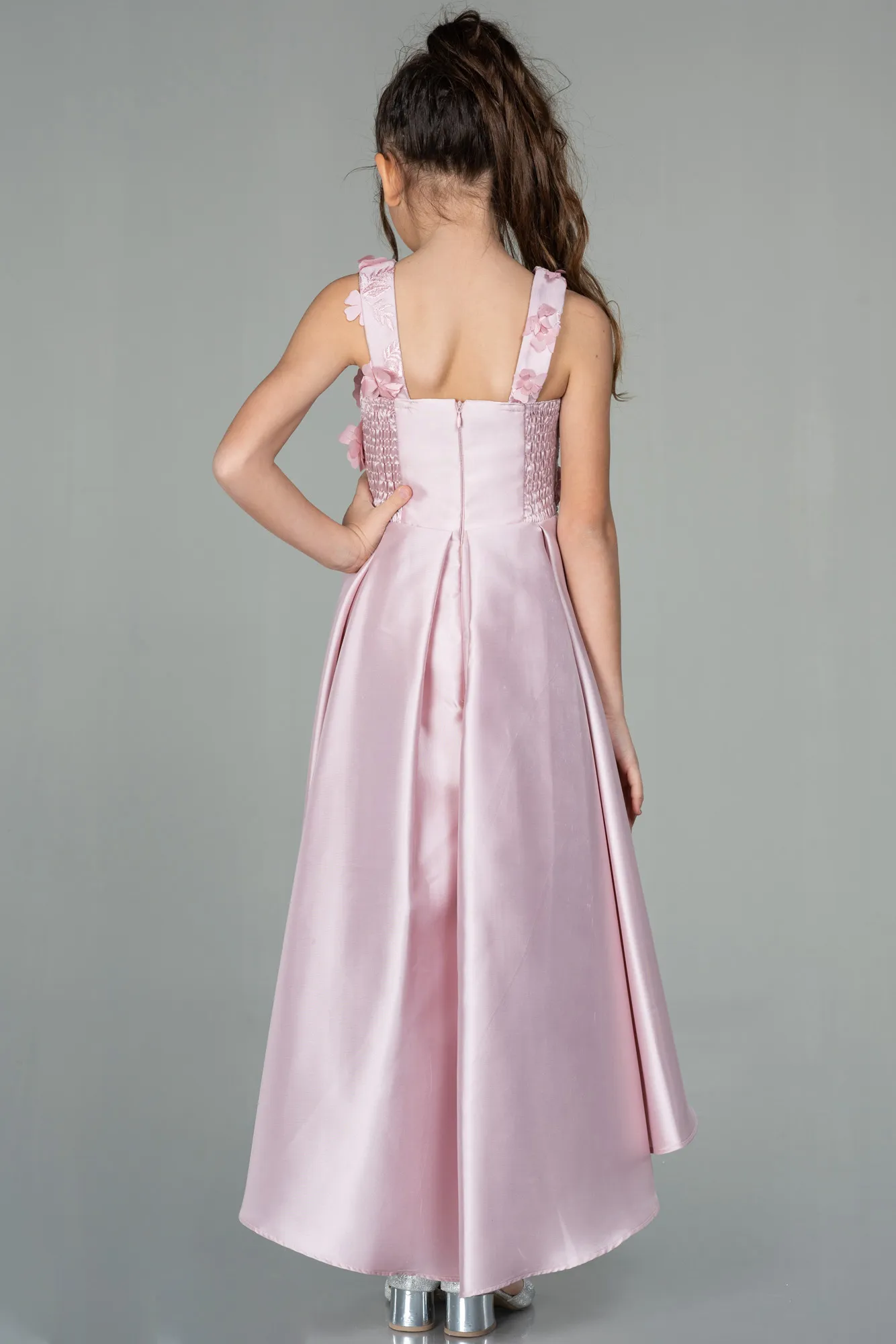 Powder Color-Front Short Back Long Girl Dress ABO088