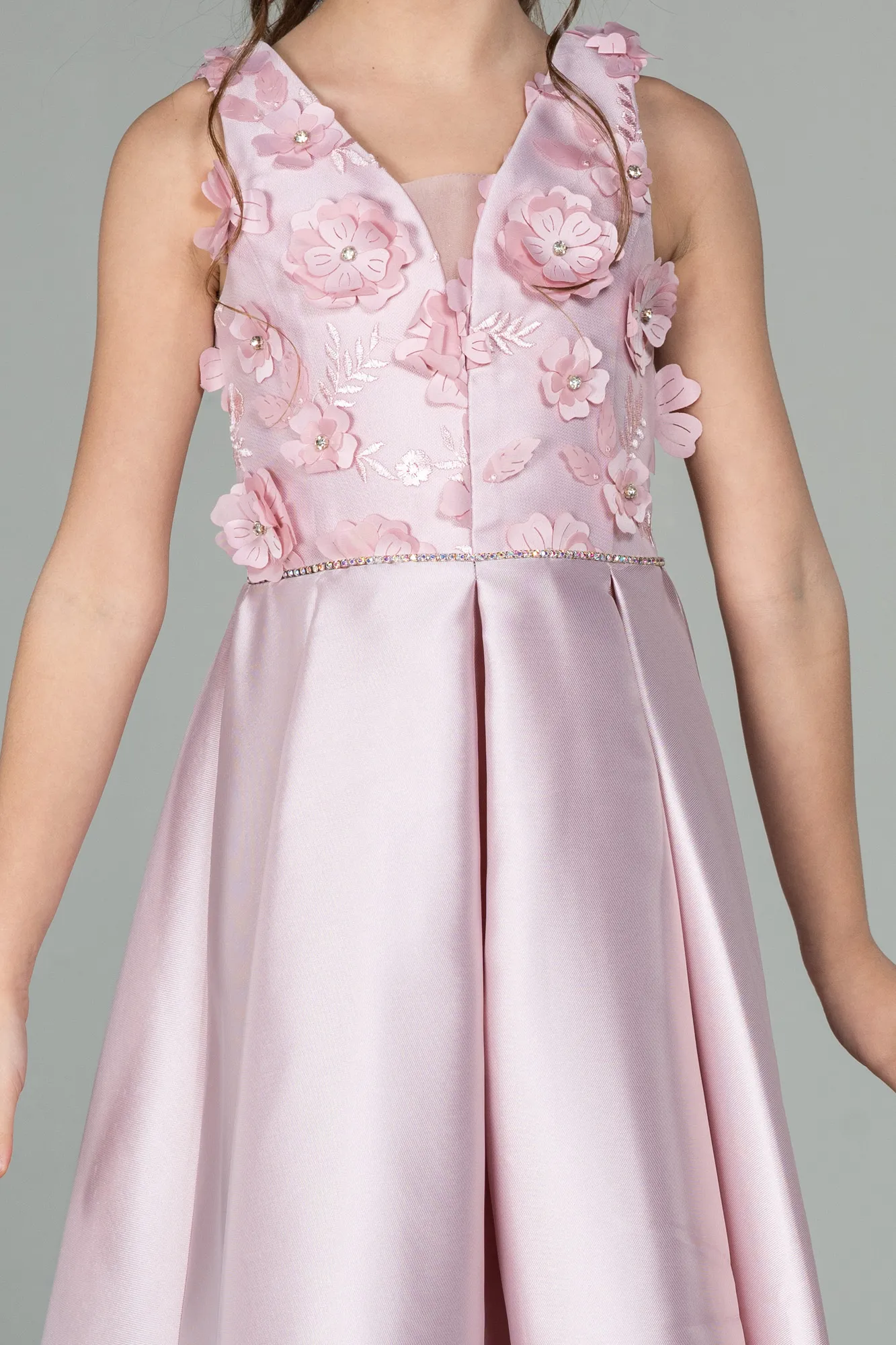 Powder Color-Front Short Back Long Girl Dress ABO088