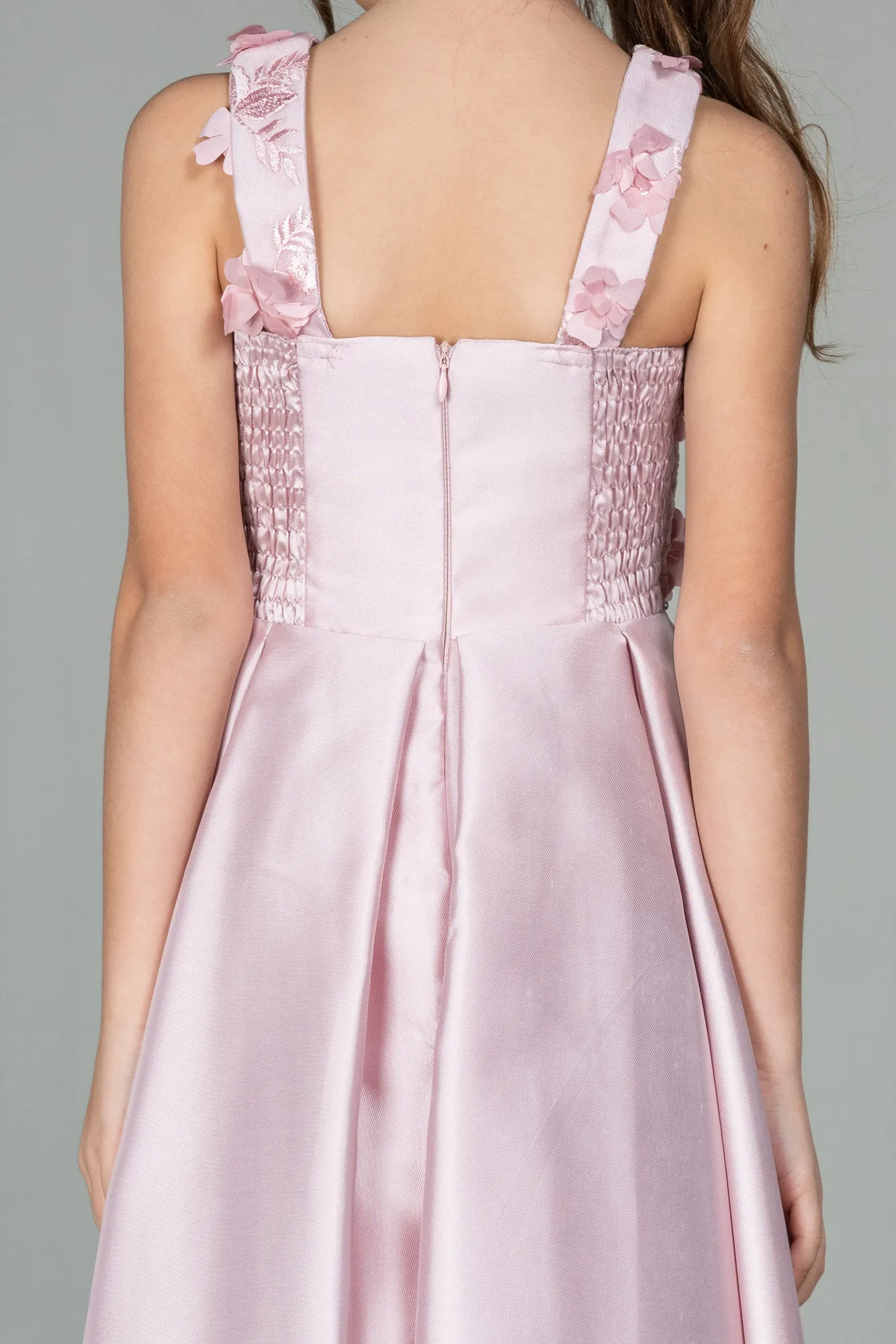 Powder Color-Front Short Back Long Girl Dress ABO088