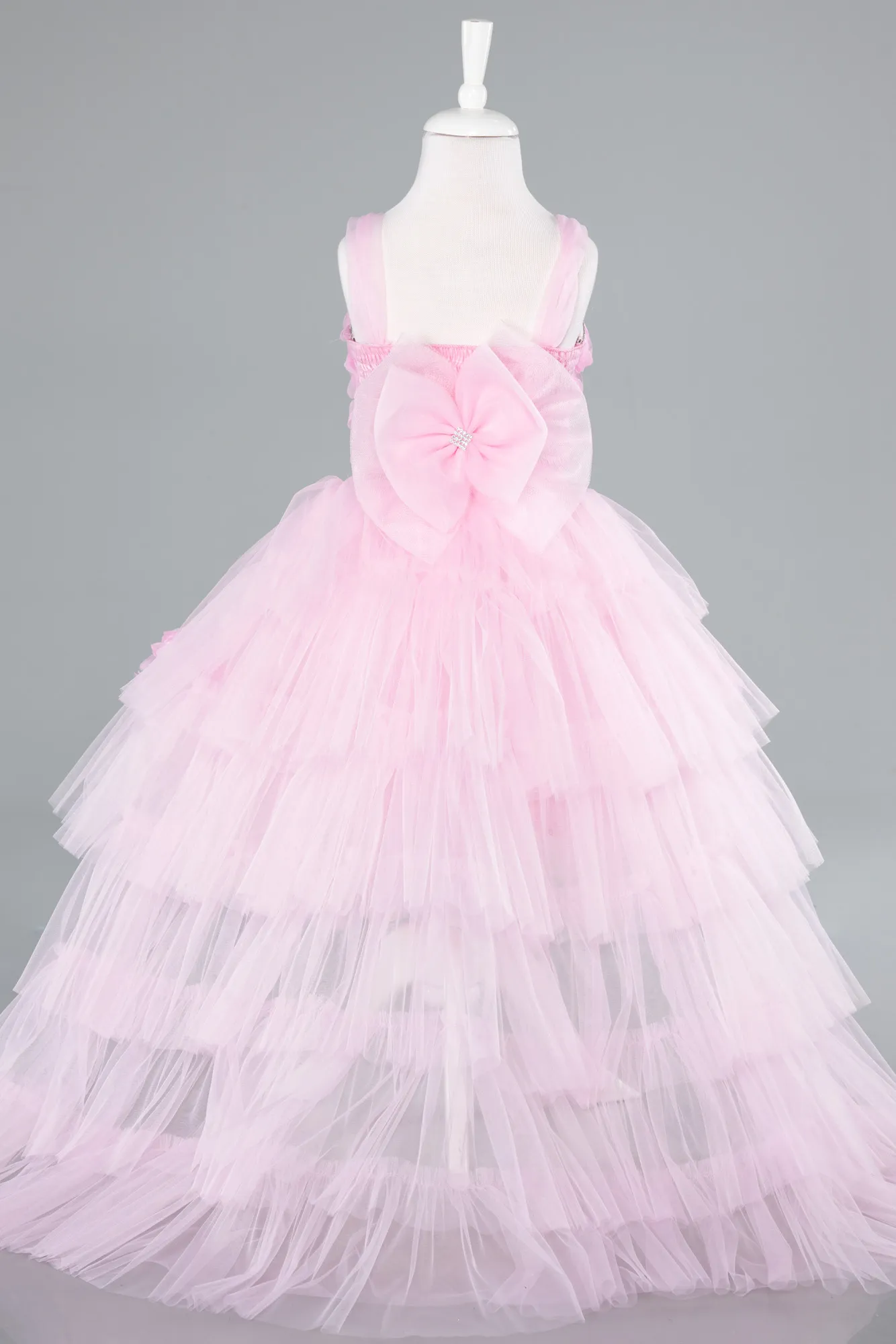 Powder Color-Front Short Back Long Girl Dress ABO115