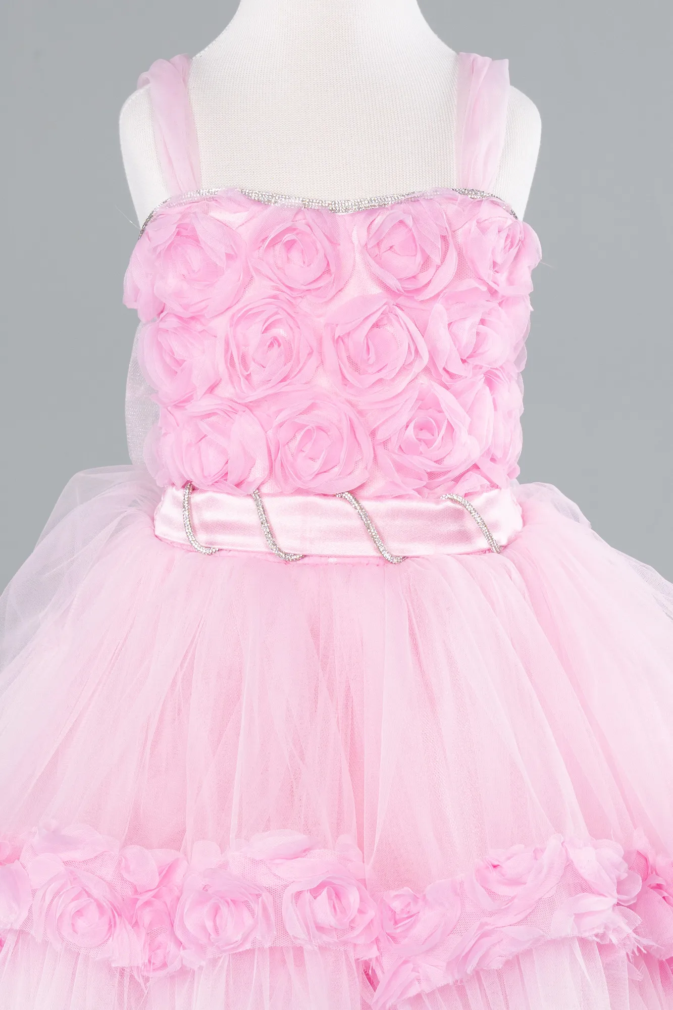 Powder Color-Front Short Back Long Girl Dress ABO115