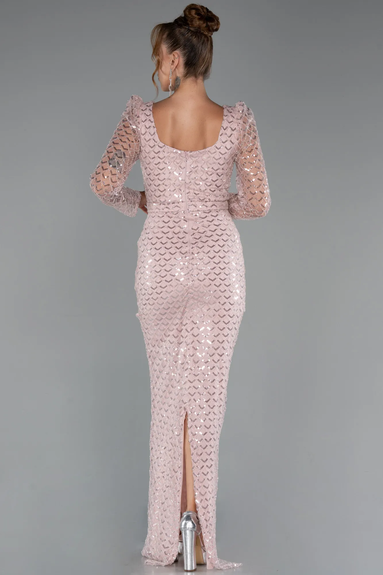 Powder Color-Long Beaded Evening Dress ABU5165