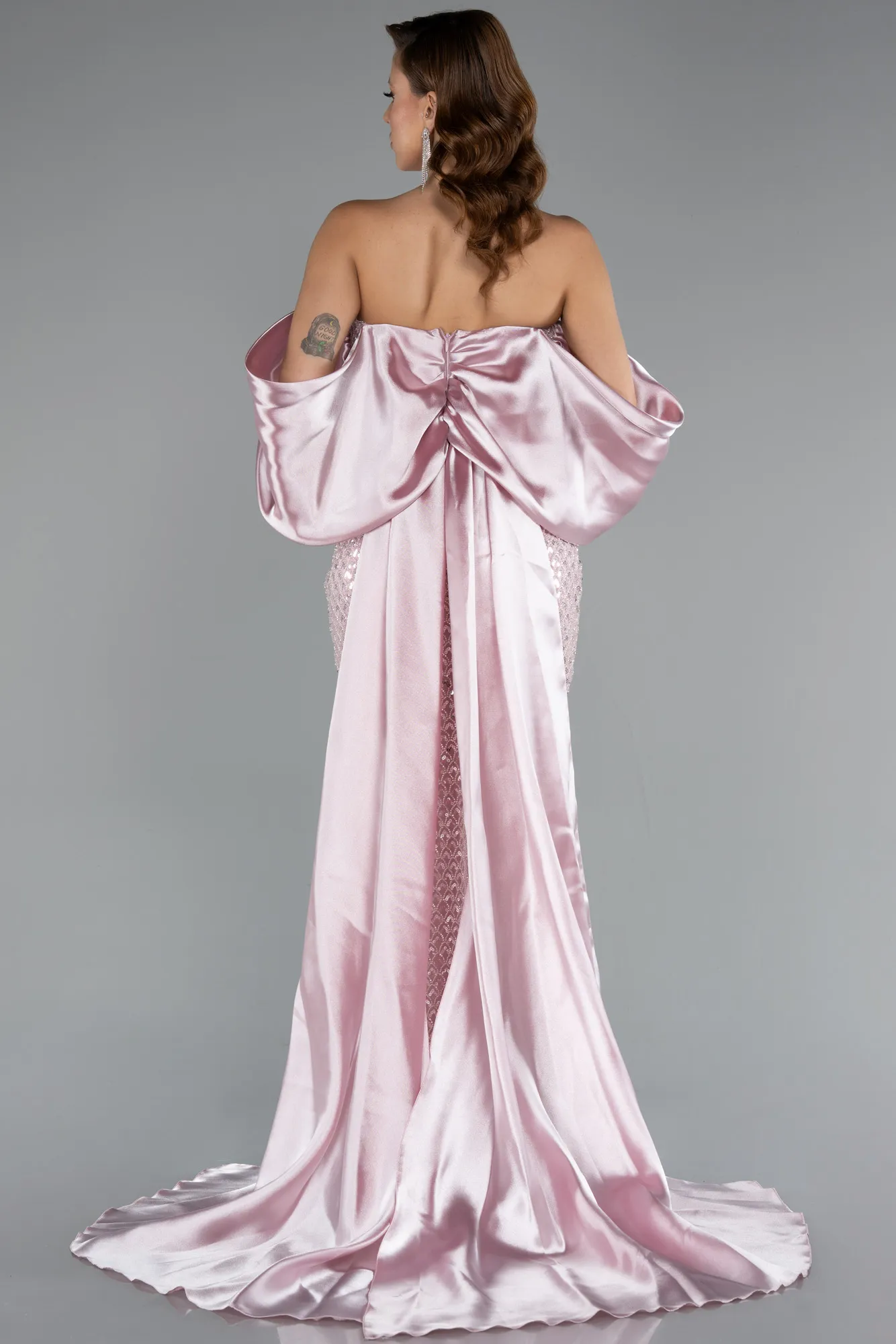 Powder Color-Long Beaded Evening Dress ABU5169