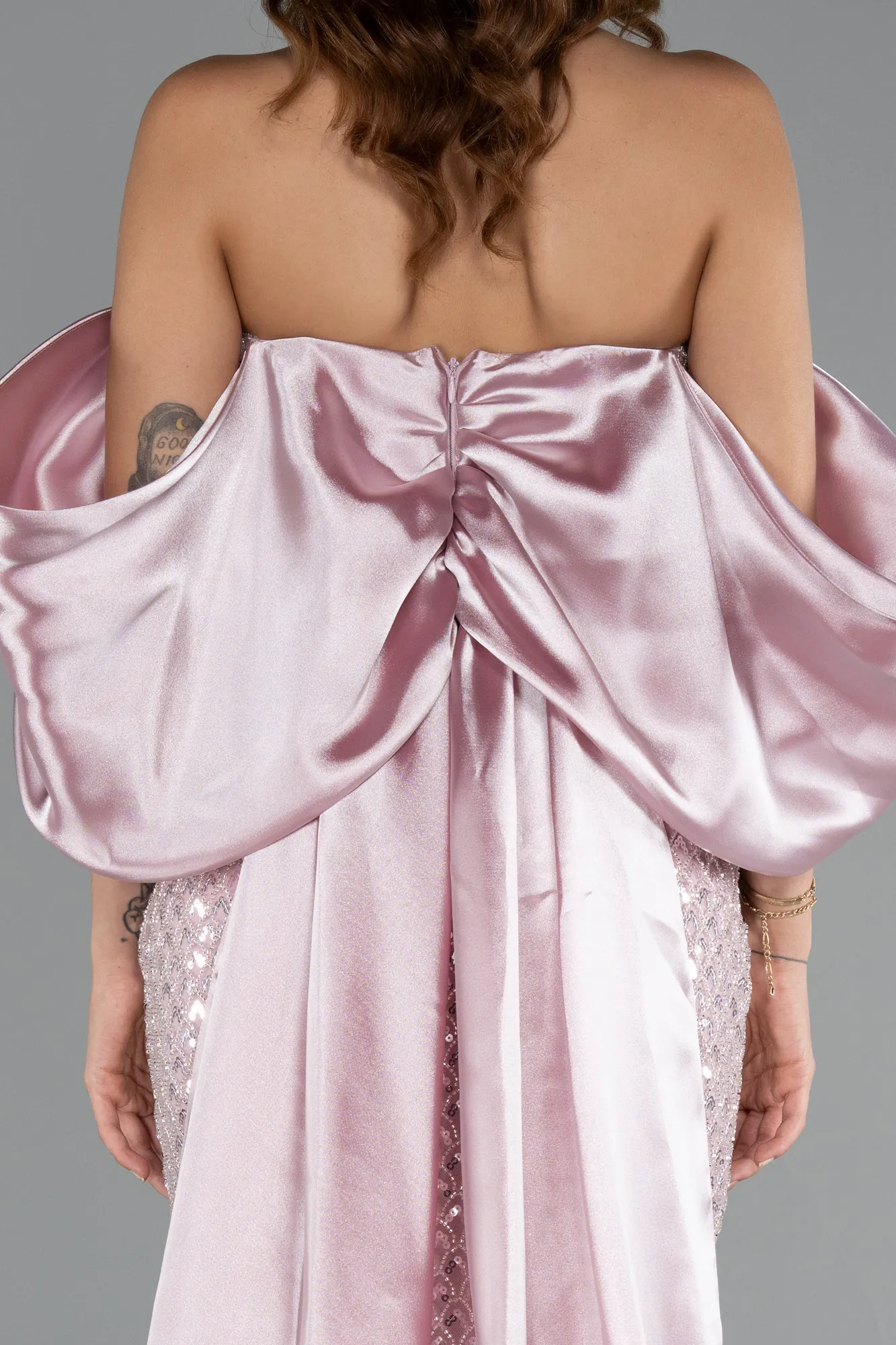 Powder Color-Long Beaded Evening Dress ABU5169