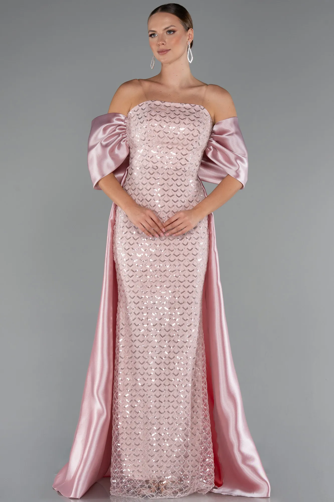 Powder Color-Long Beaded Evening Dress ABU5234