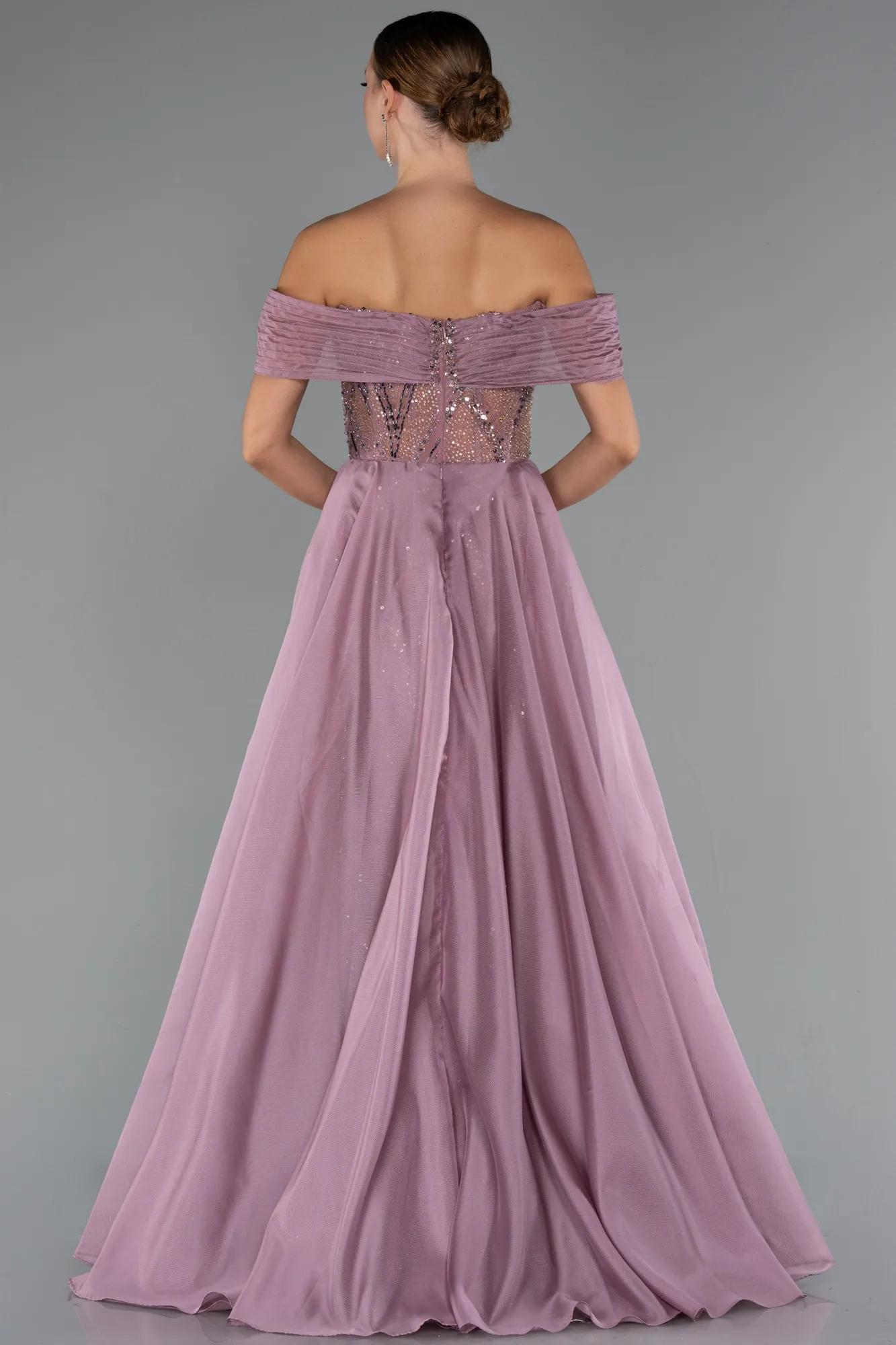 Powder Color-Long Beaded Haute Couture Dress ABU5254