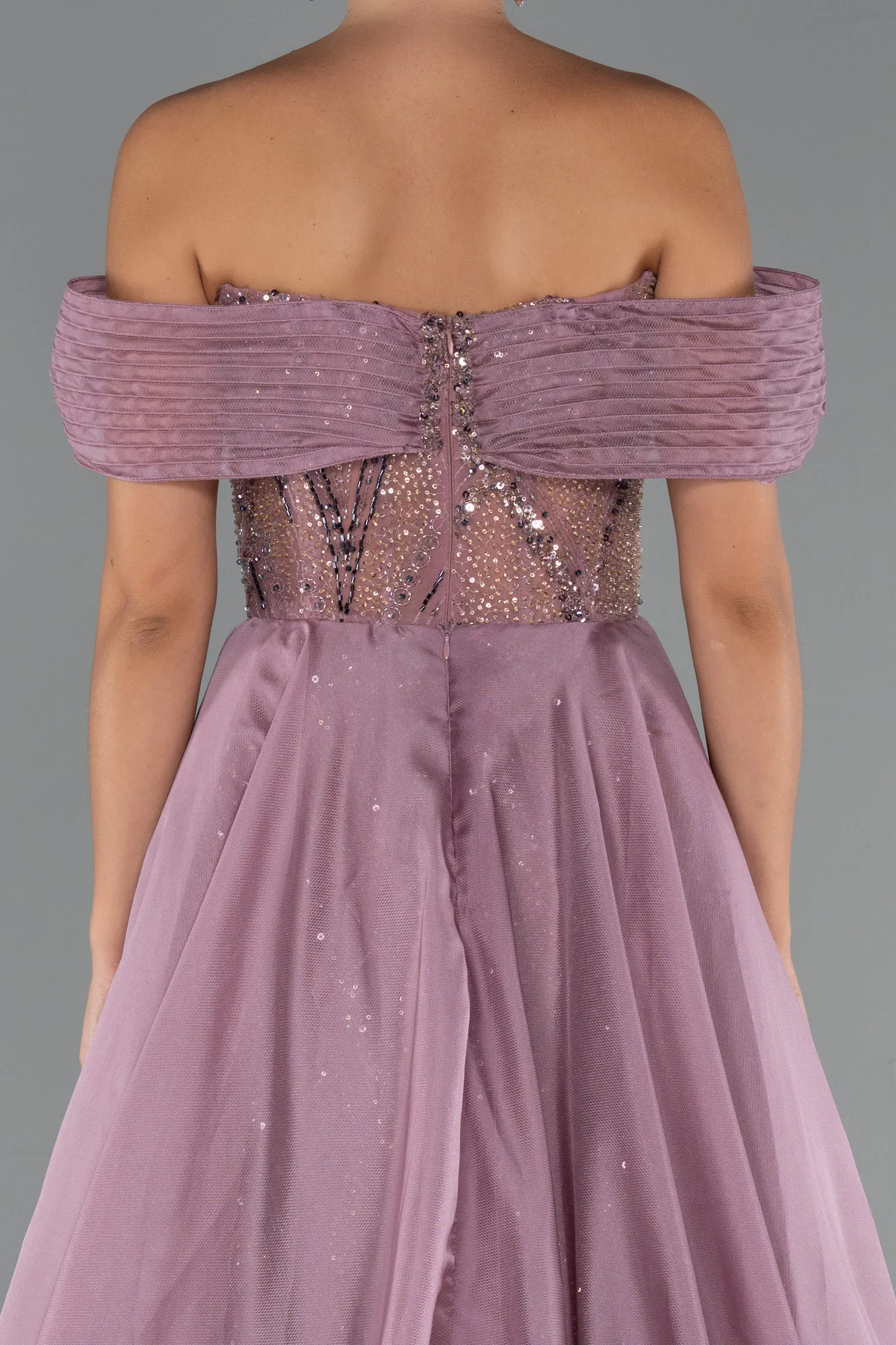 Powder Color-Long Beaded Haute Couture Dress ABU5254