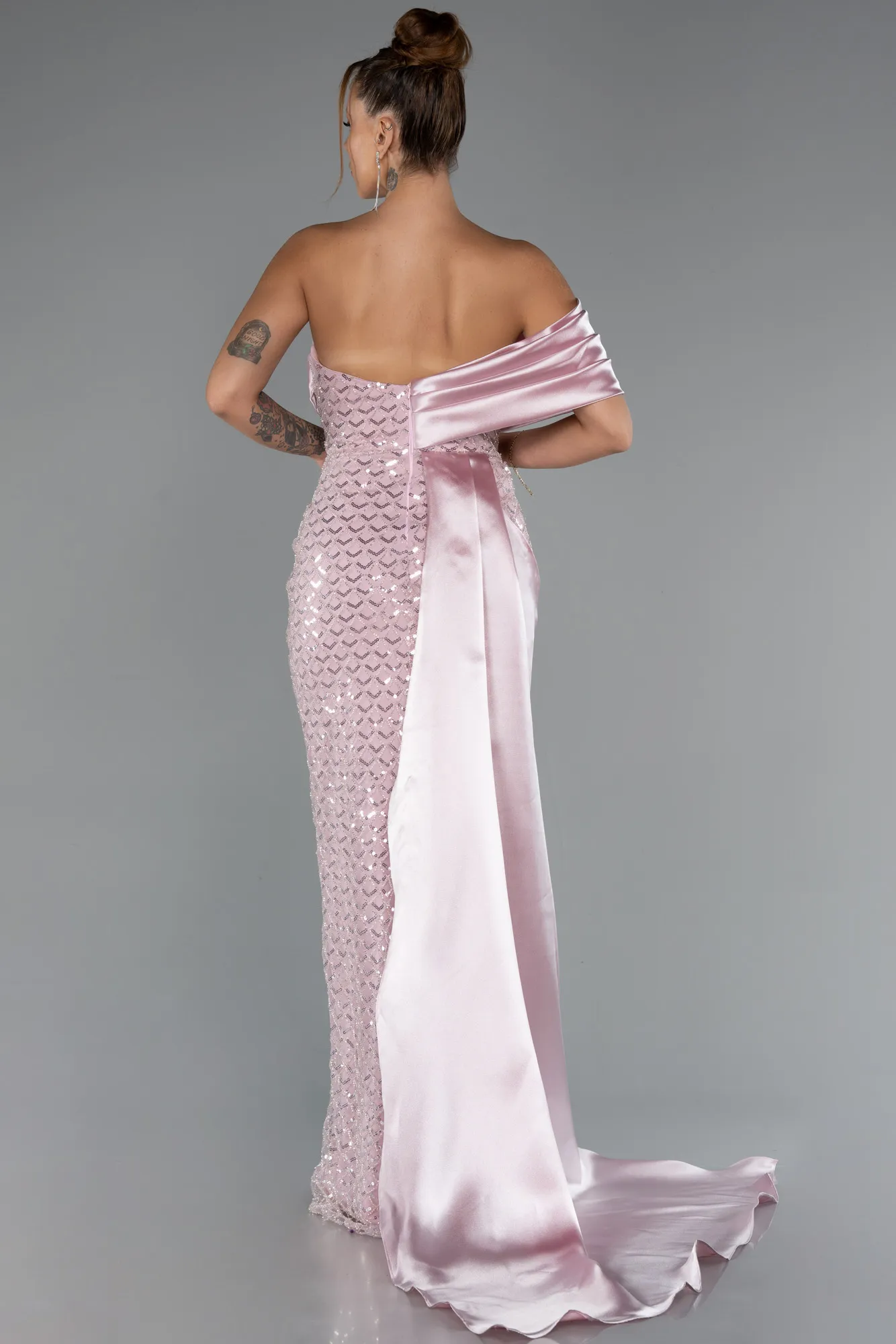 Powder Color-Long Beaded Mermaid Evening Gown ABU4986