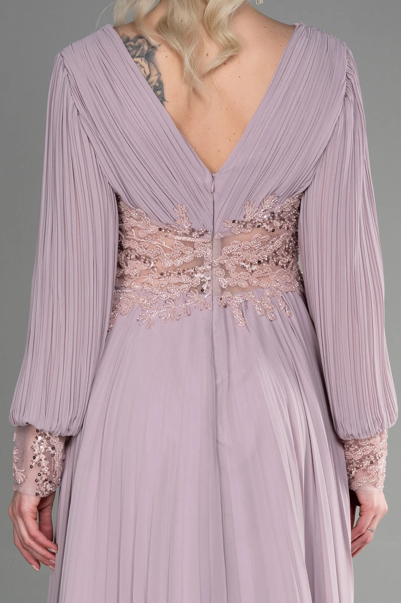 Powder Color-Long Chiffon Evening Dress ABU2183