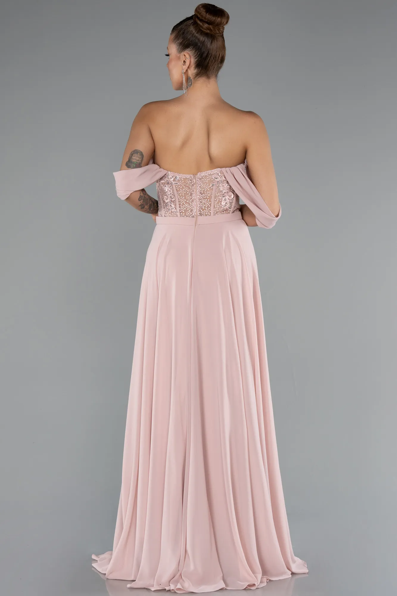 Powder Color-Long Chiffon Evening Dress ABU3310