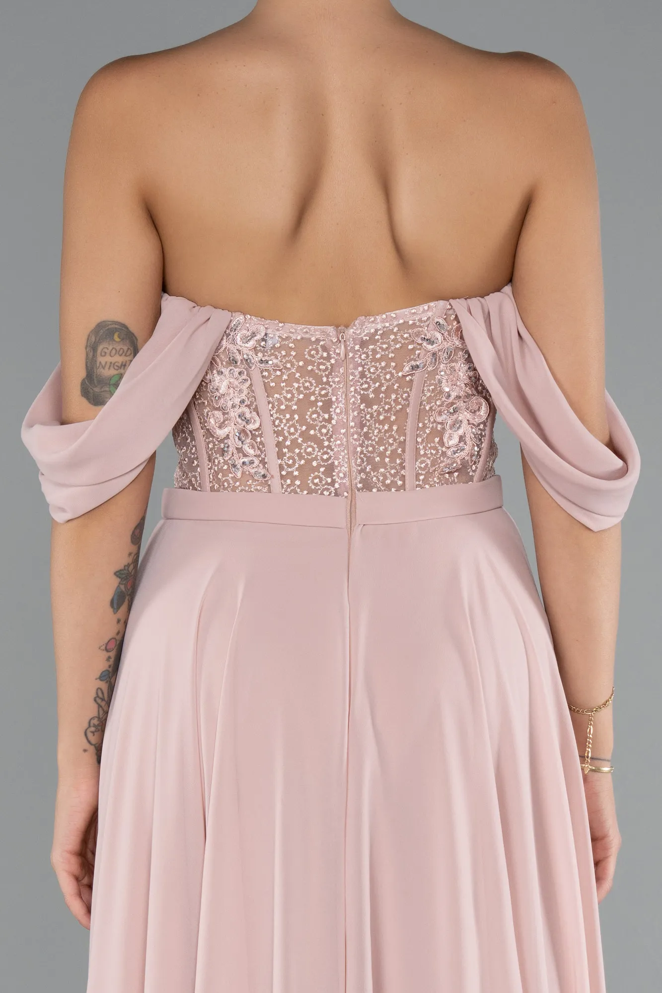 Powder Color-Long Chiffon Evening Dress ABU3310