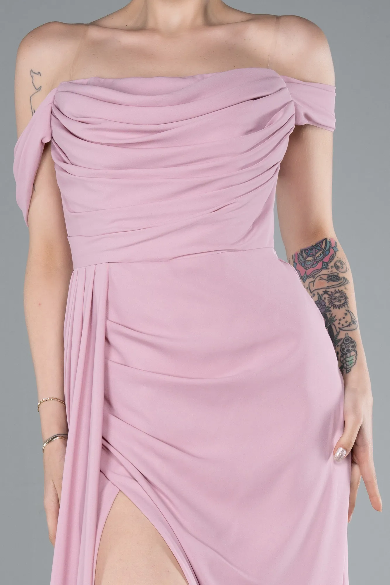 Powder Color-Long Chiffon Evening Dress ABU4925