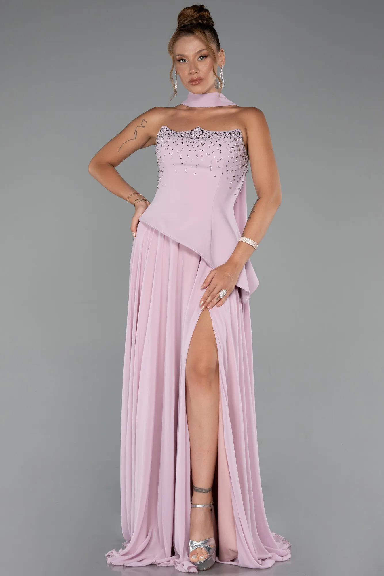 Powder Color-Long Chiffon Evening Dress ABU5280