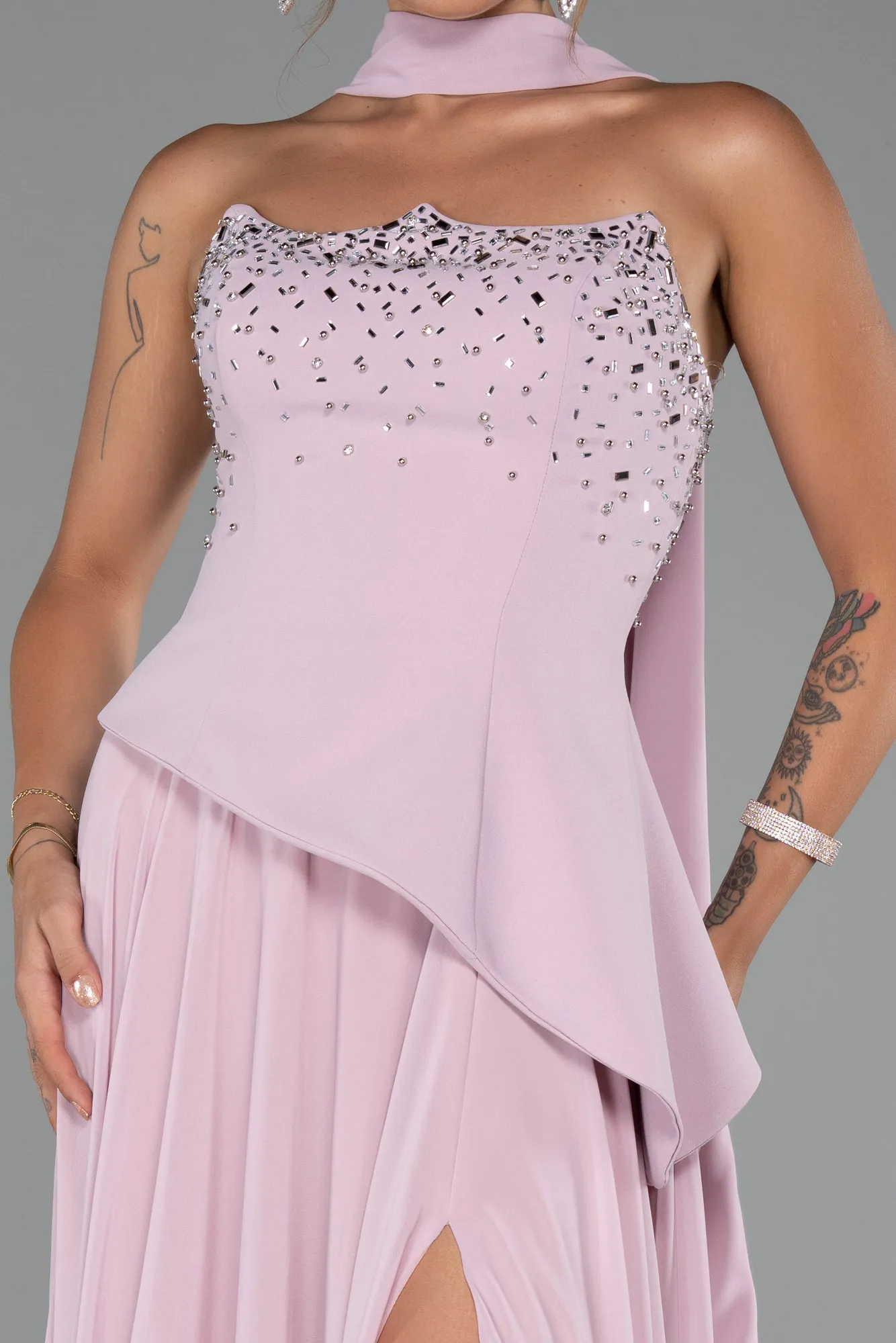 Powder Color-Long Chiffon Evening Dress ABU5280