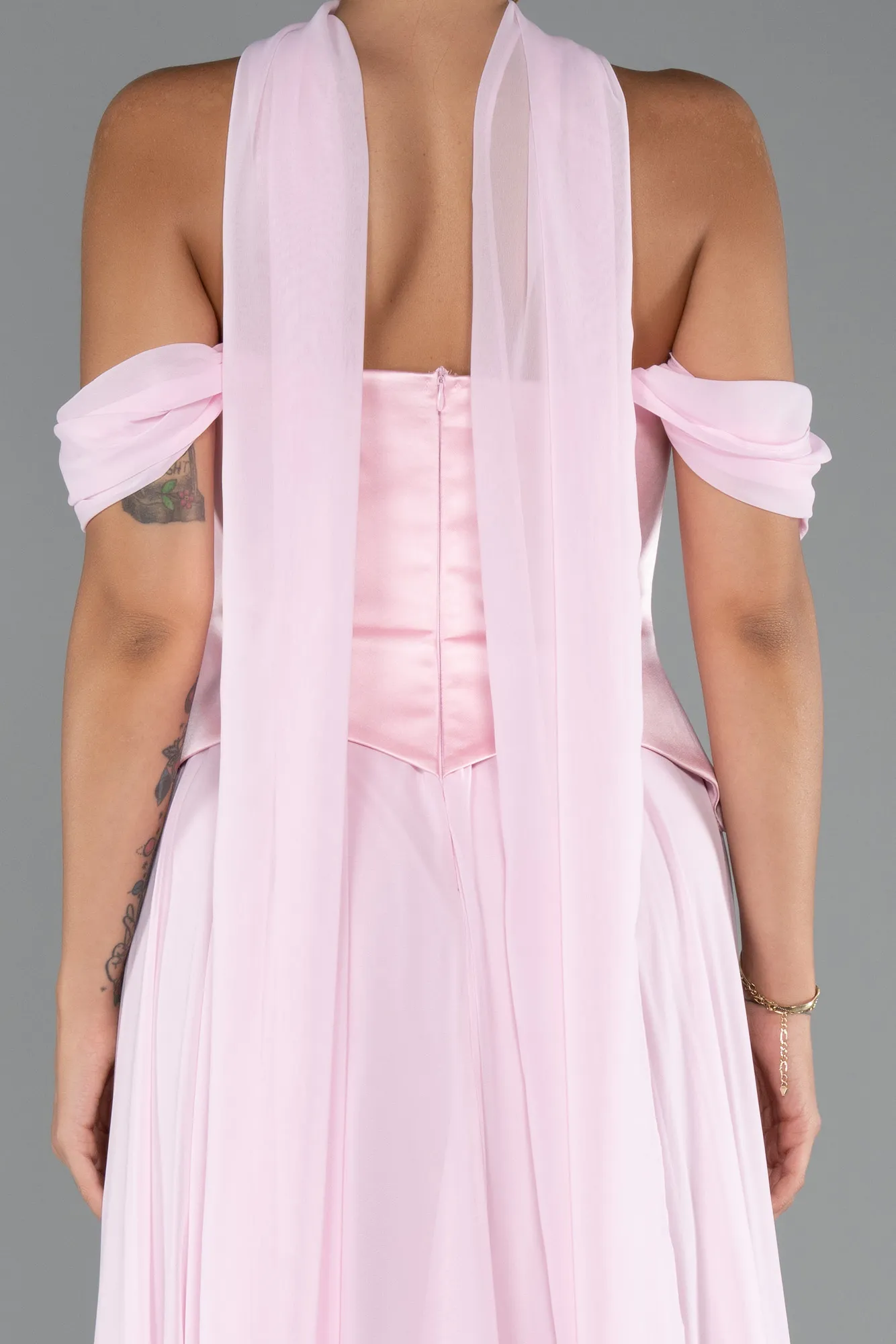 Powder Color-Long Chiffon Evening Dress ABU5327