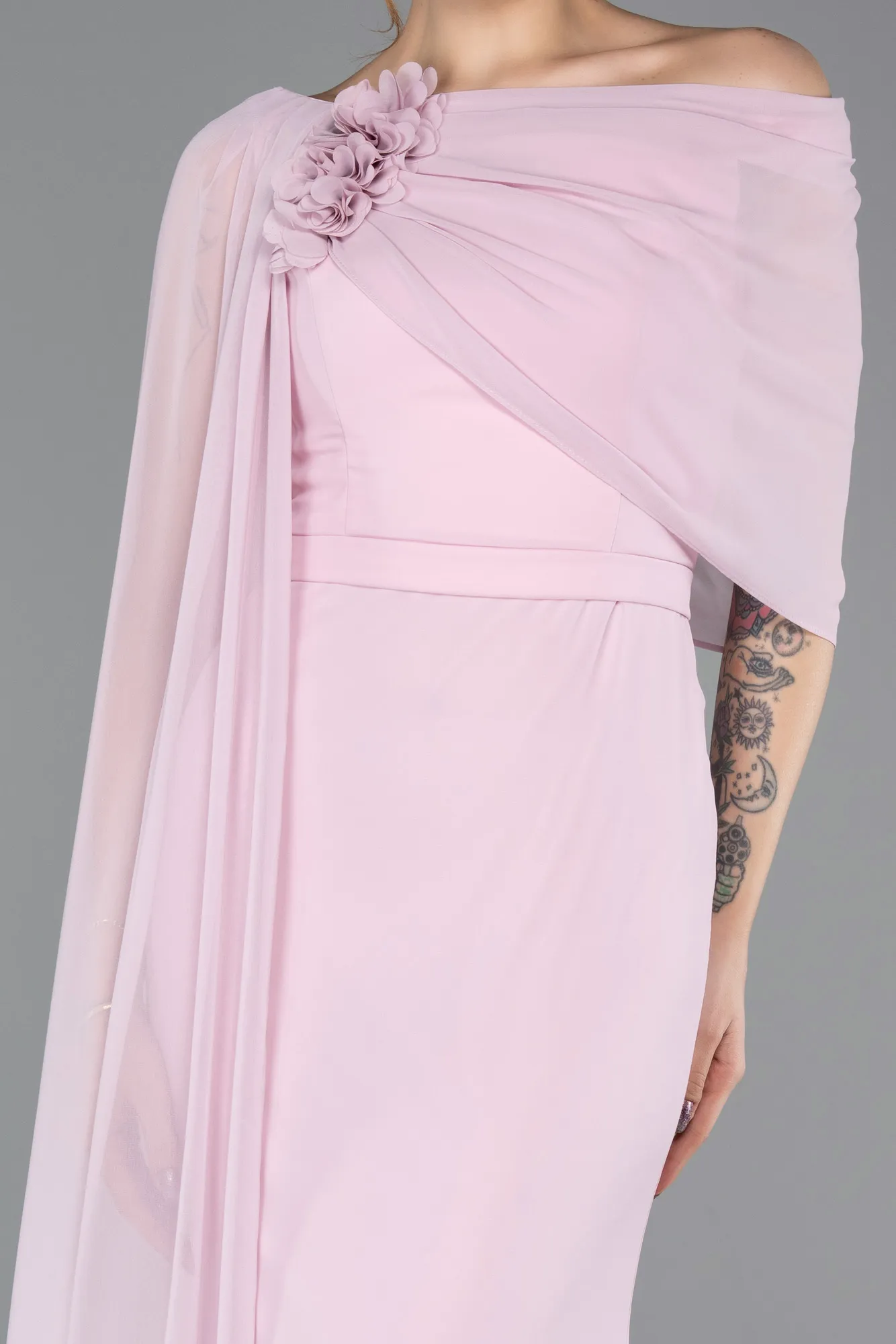 Powder Color-Long Chiffon Evening Dress ABU5418