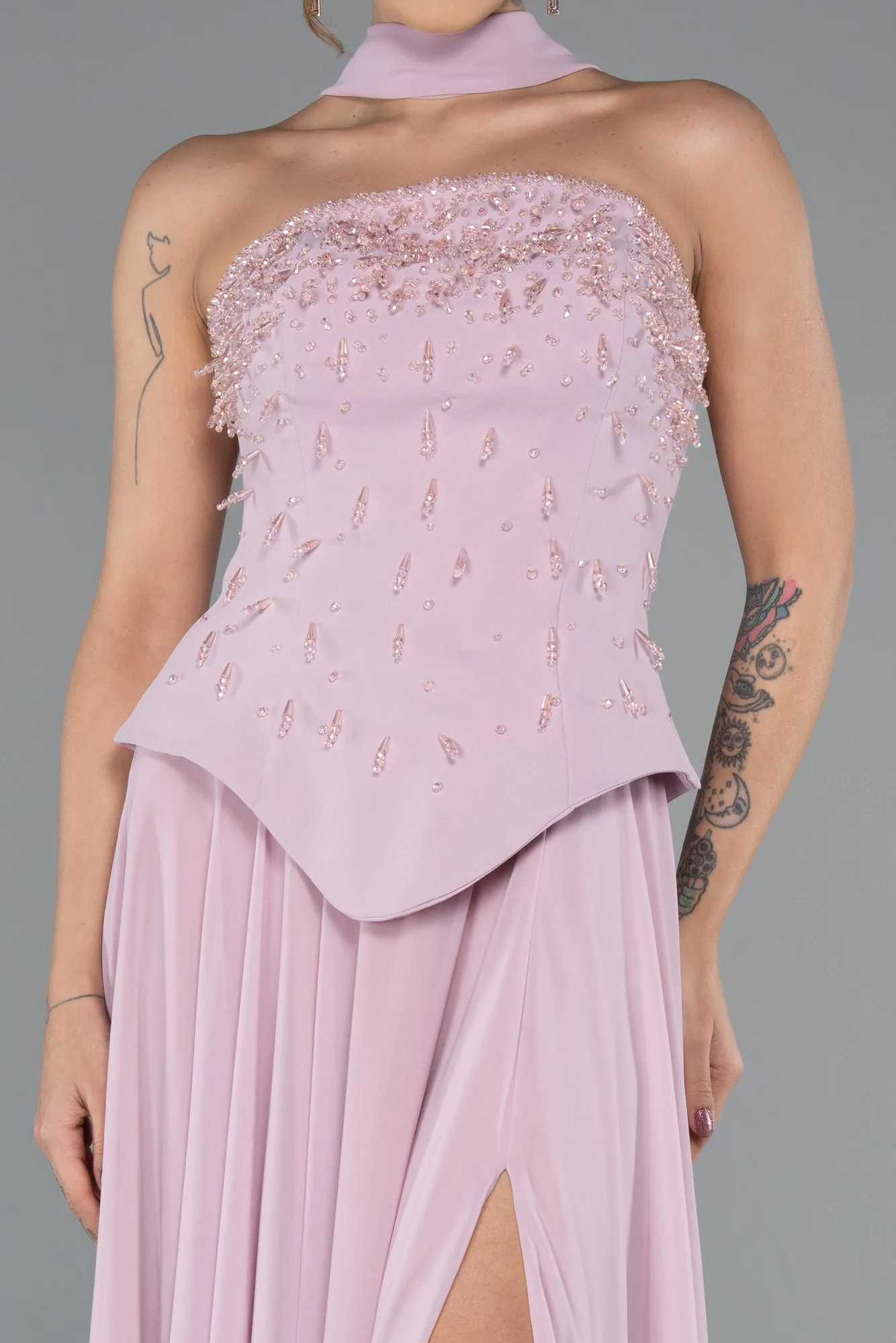 Powder Color-Long Chiffon Evening Dress ABU5420