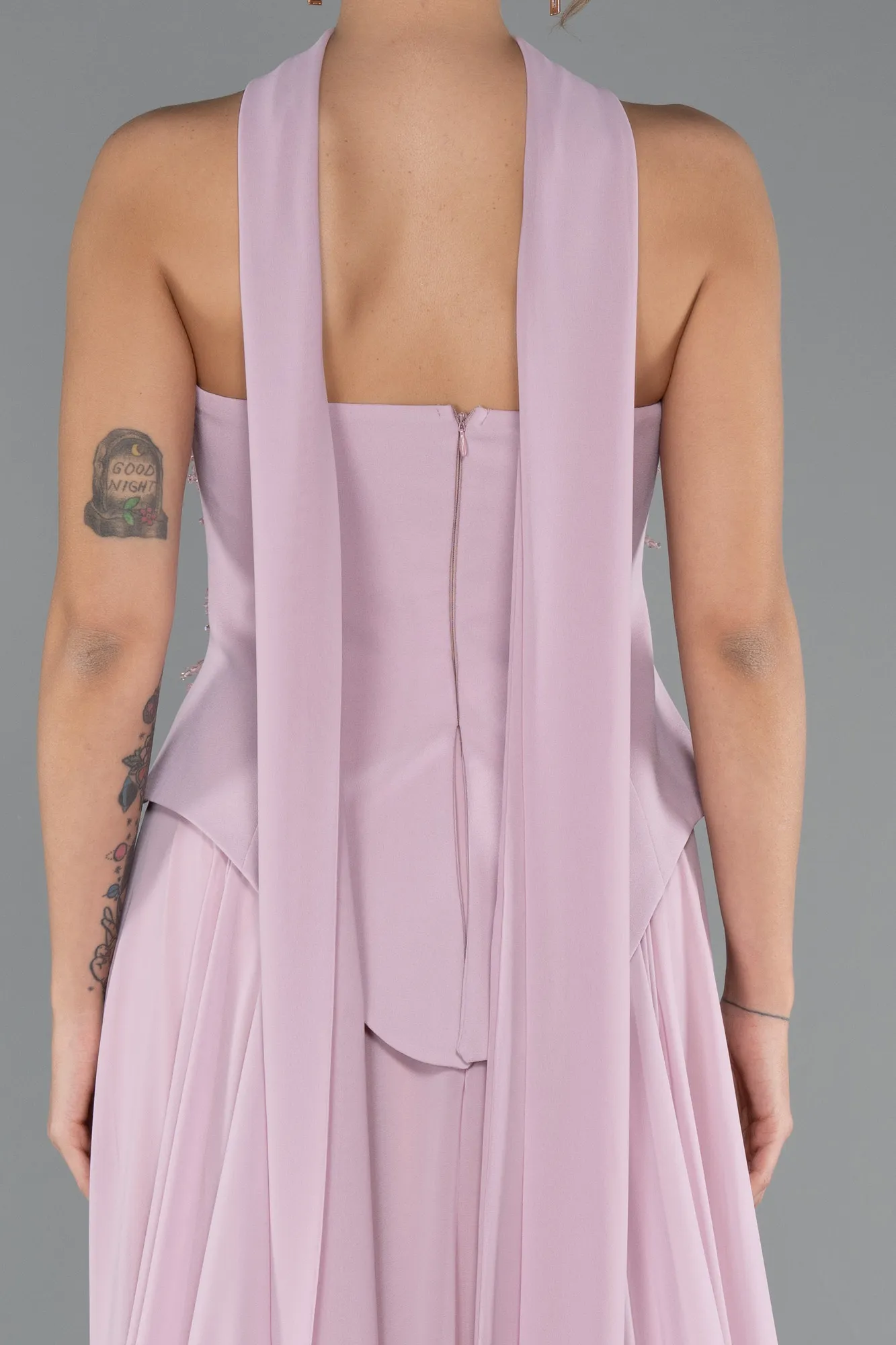 Powder Color-Long Chiffon Evening Dress ABU5420