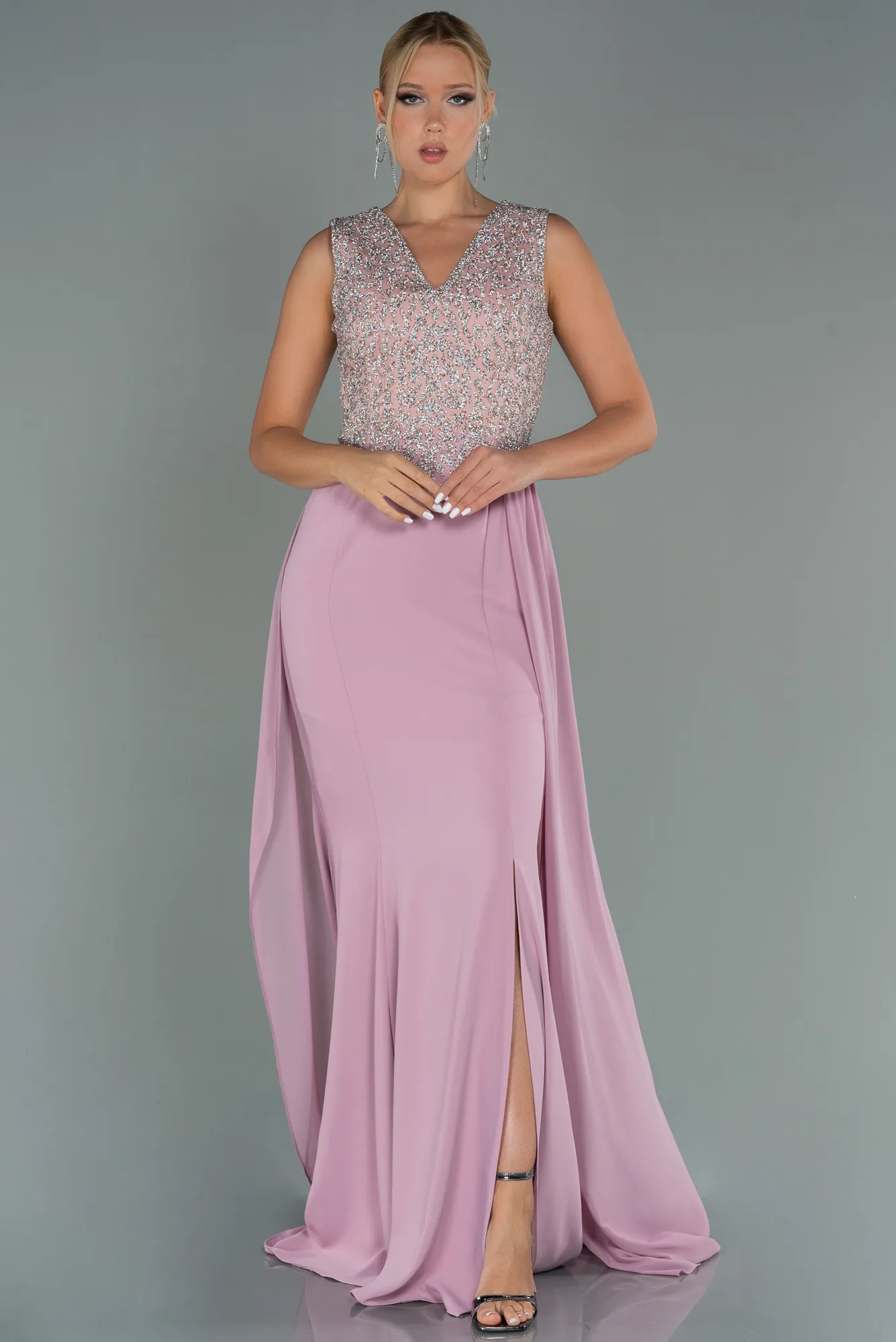 Powder Color-Long Chiffon Mermaid Evening Dress ABU2946