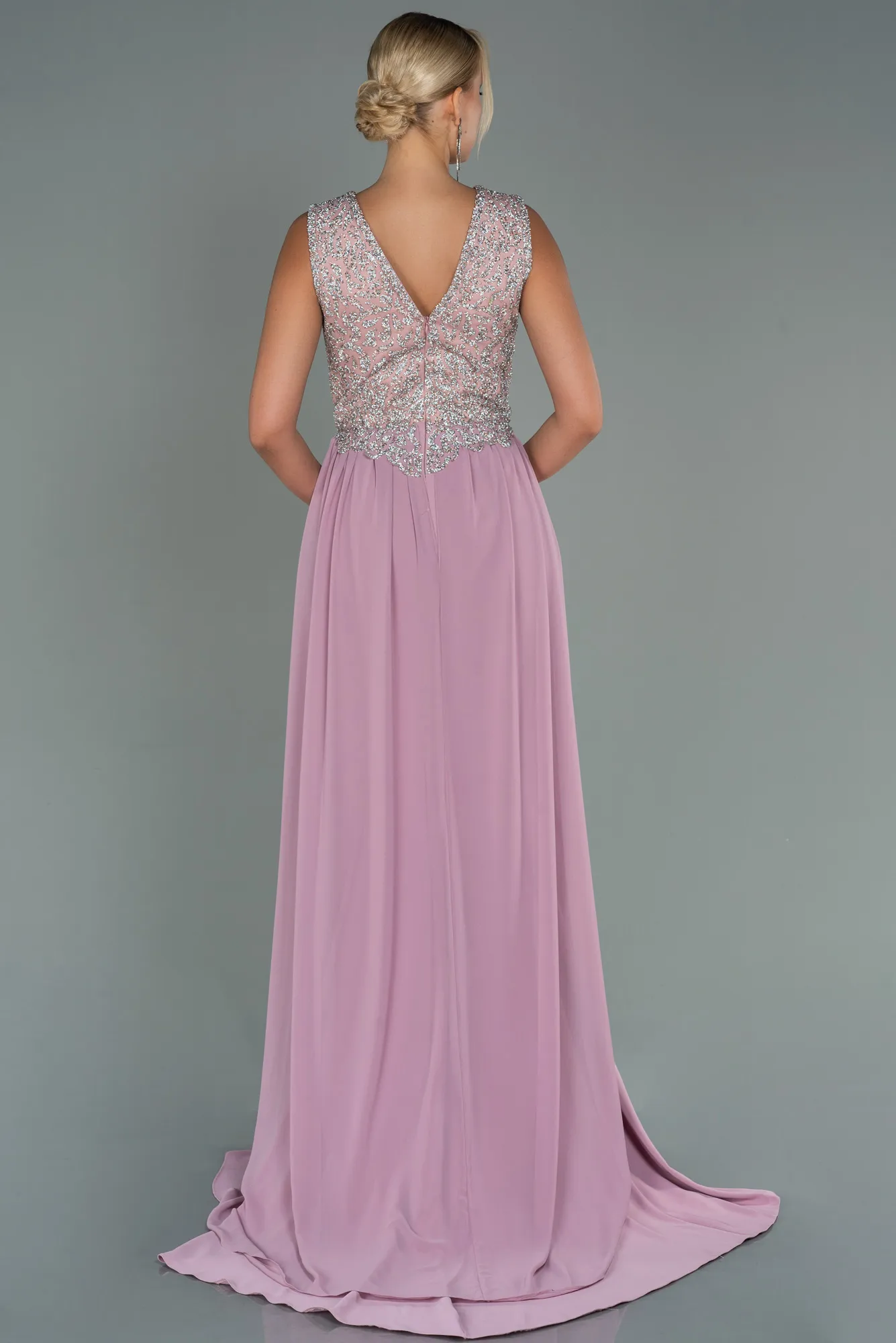 Powder Color-Long Chiffon Mermaid Evening Dress ABU2946