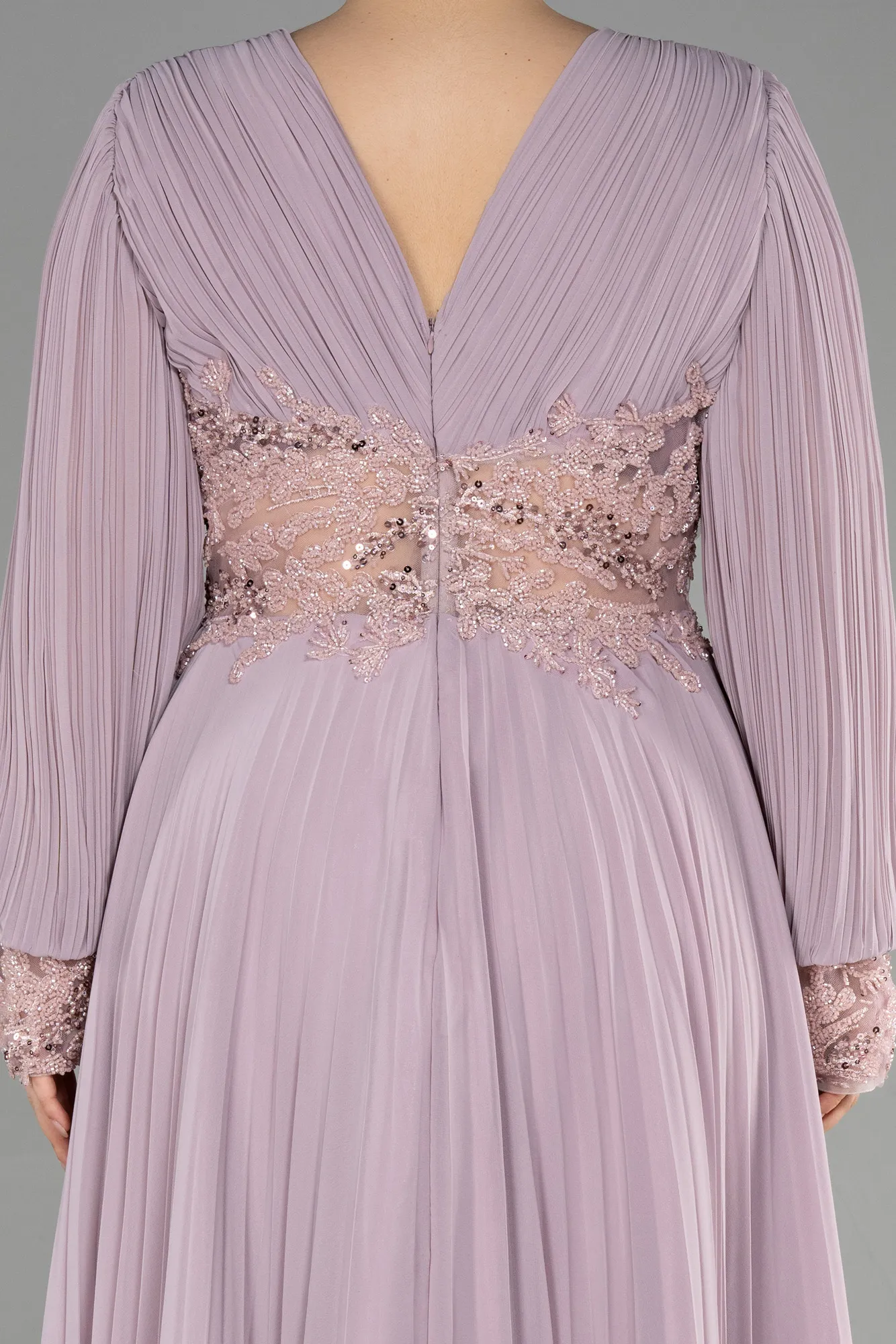 Powder Color-Long Chiffon Plus Size Engagement Dress ABU3520